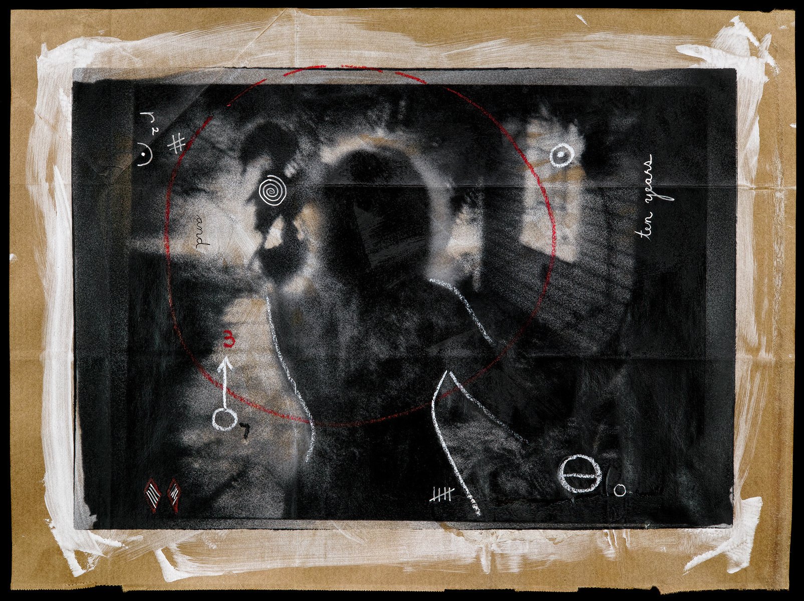 Ten Years • Pigment on hand coated deconstructed paper bag with mark making • 15.5" x 20.75" • 2024