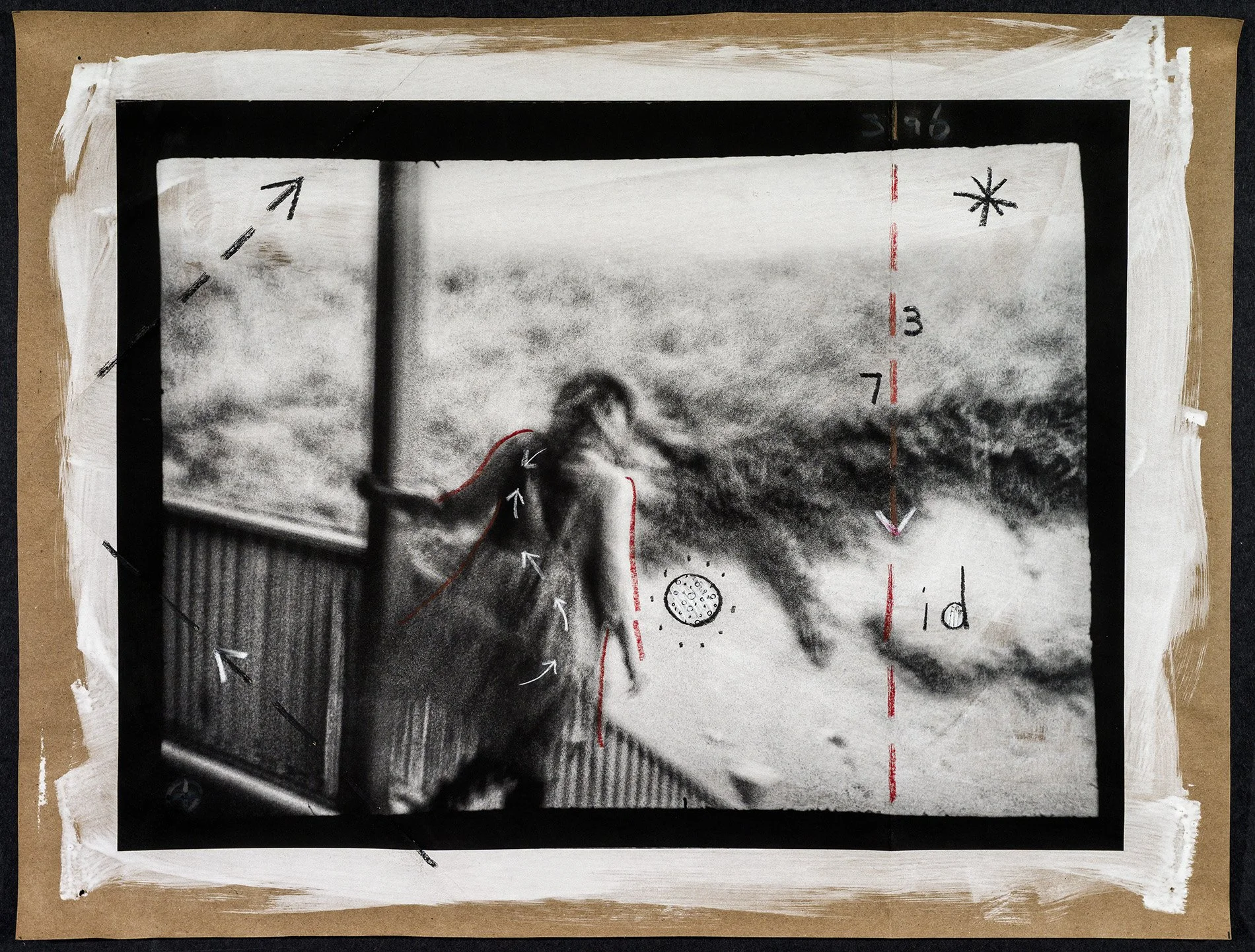 3 7 id • Pigment on hand coated deconstructed paper bag with mark making • 15.5" x 20.5 • 2024