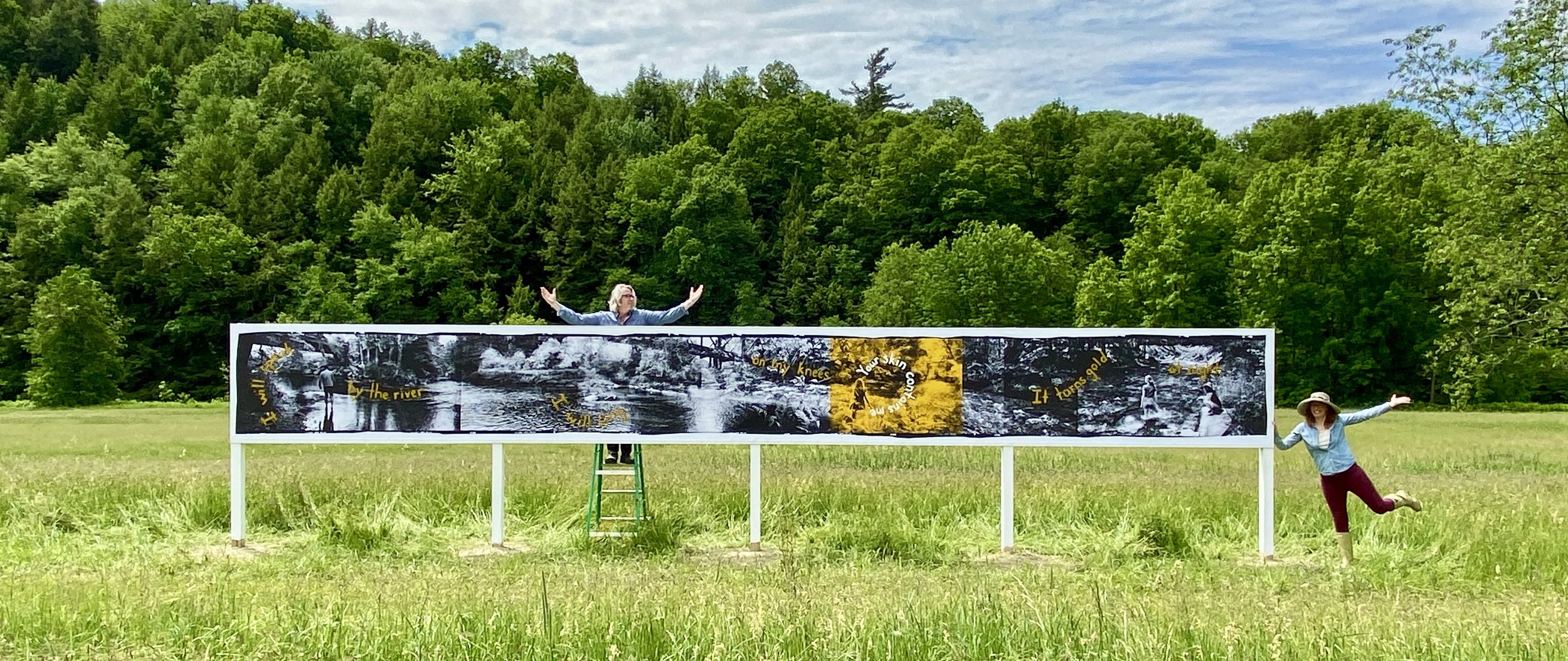 A thirty two foot wide artwork by EveNSteve Schaub for their Hayfield Art Gallery in Pawlet, Vermont.The artwork was made with a Linhof 617S III camera using an in camera overlapping frame technique invented by Stephen Schaub.