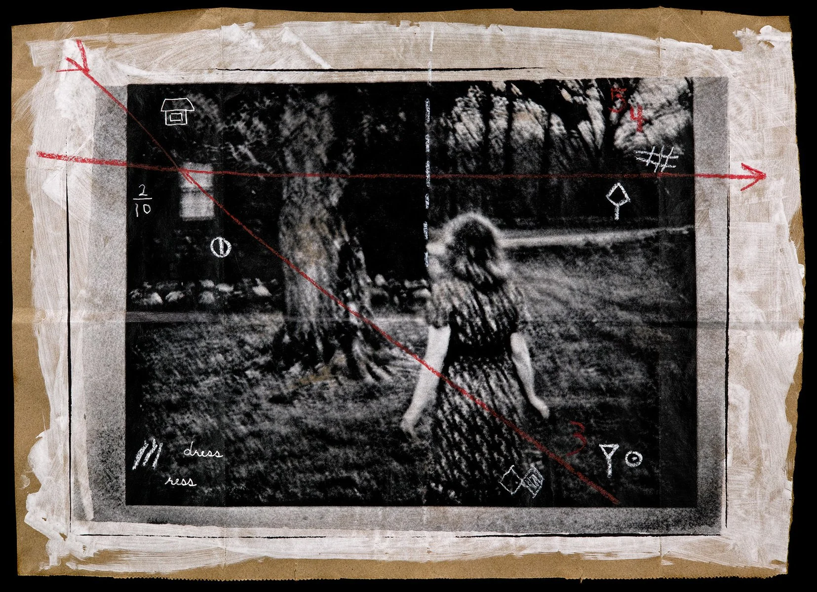 ress • Pigment on hand coated deconstructed paper bag with mark making • 15.5" x 21.5" • 2024