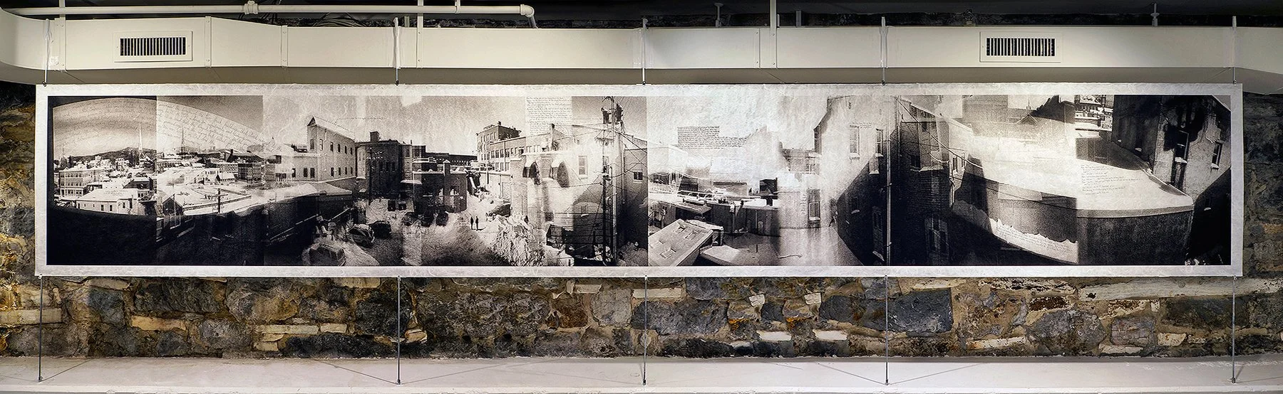 Rutland Real and Imagined • From the Exhibition curated by Stephen Schaub •
34" x 240" In Camera Collage on Film, Pigment on Japanese Haruki Paper with hand written text • 2019
