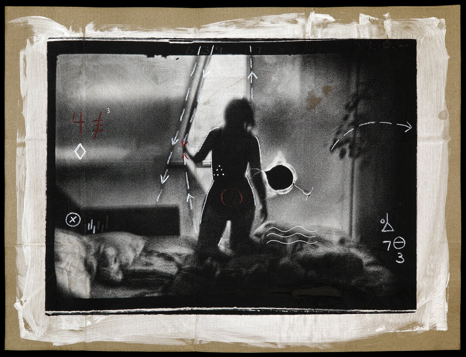 7  3 • Pigment on hand coated deconstructed paper bag with mark making • 15.5" x 20" • 2025