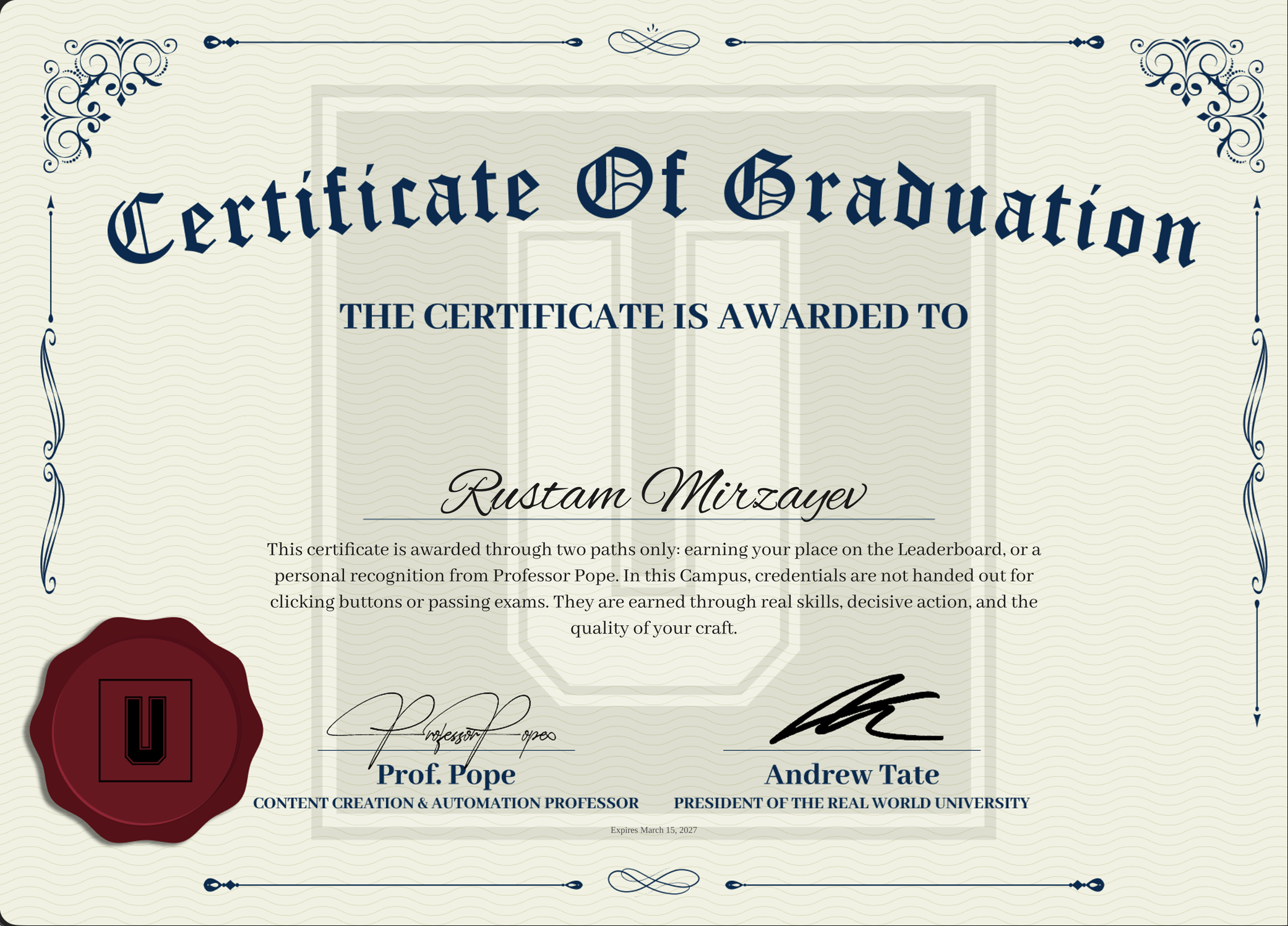 Official Certification