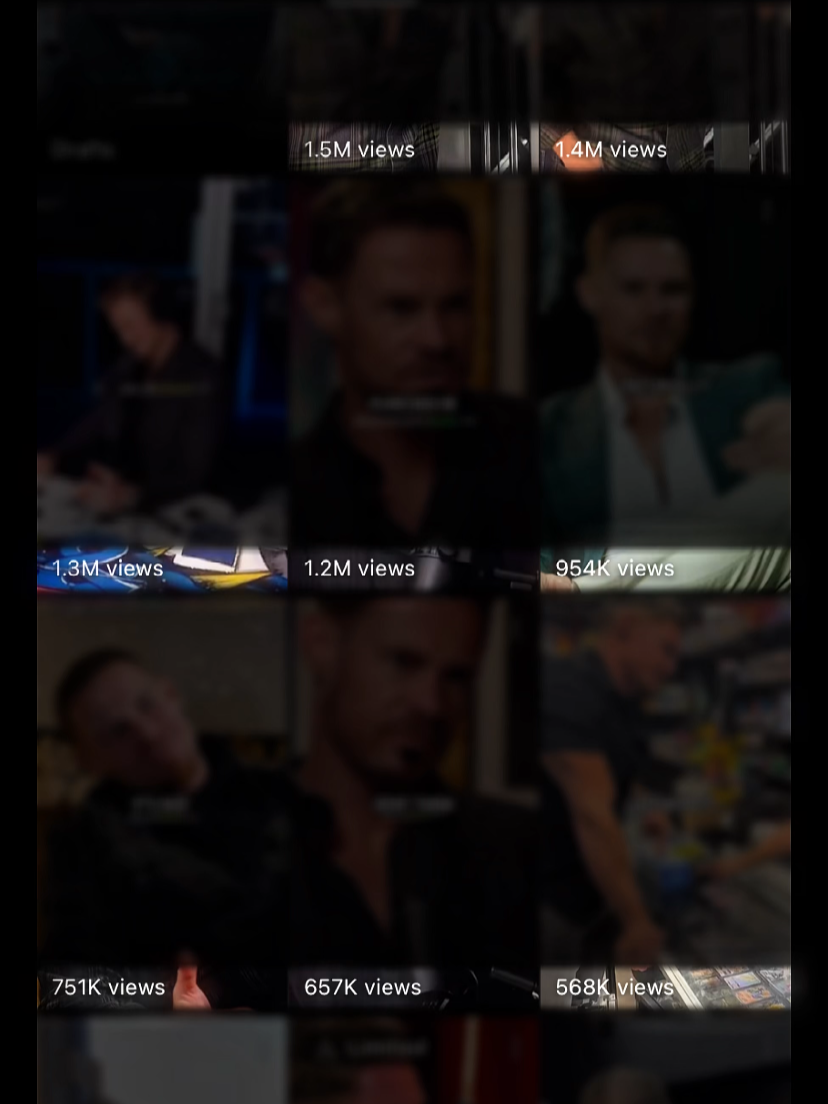 Blurry collage of various people, including men and women, with viewer count overlays showing views ranging from 568K to 1.5M.