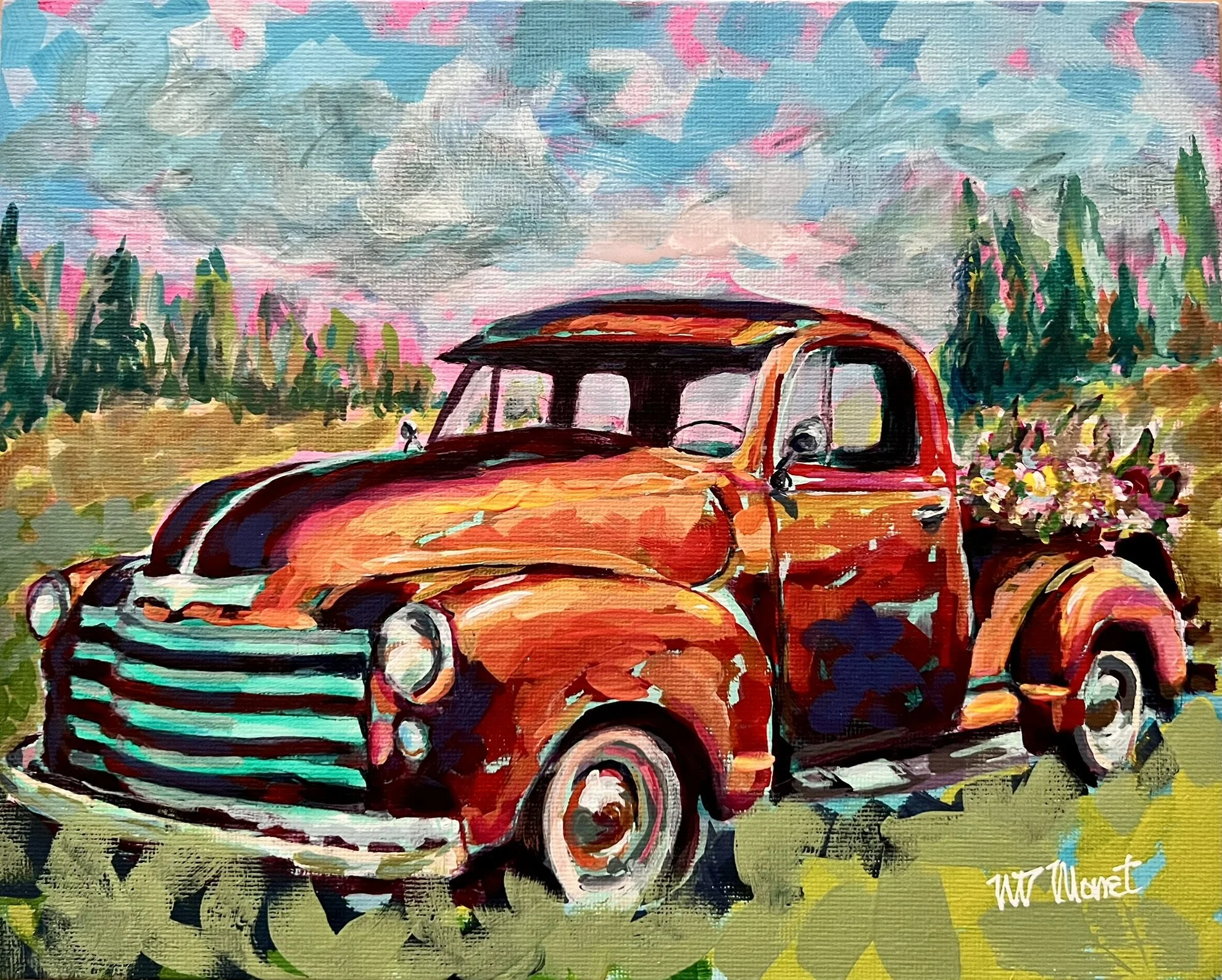 Trucked Out $99
Acrylic 8"X10"
(Lovely truck growing old in nature)