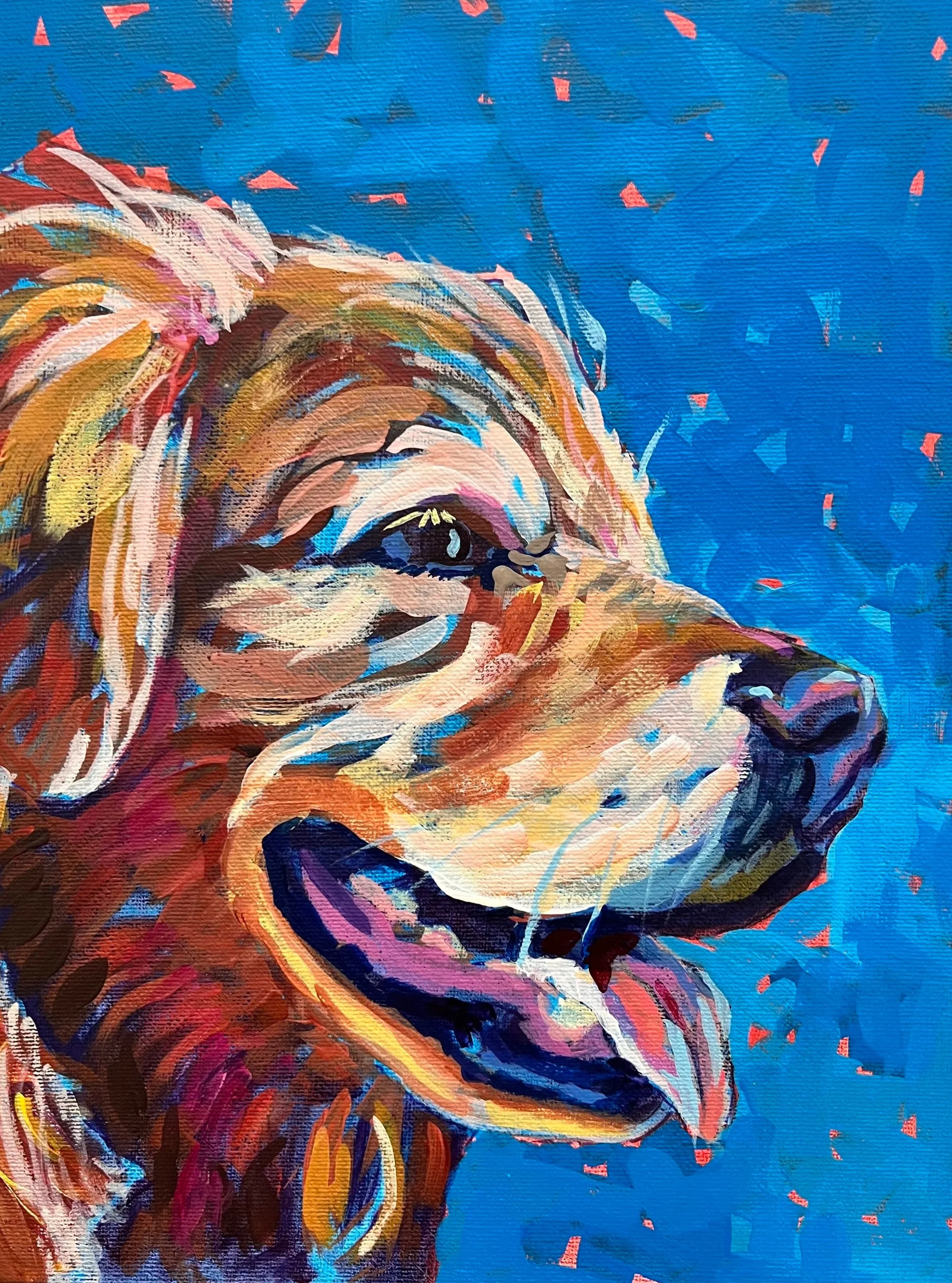 Happy $75 
Acrylic hardboard mounted
(Such a typical happy Golden seen in parks)