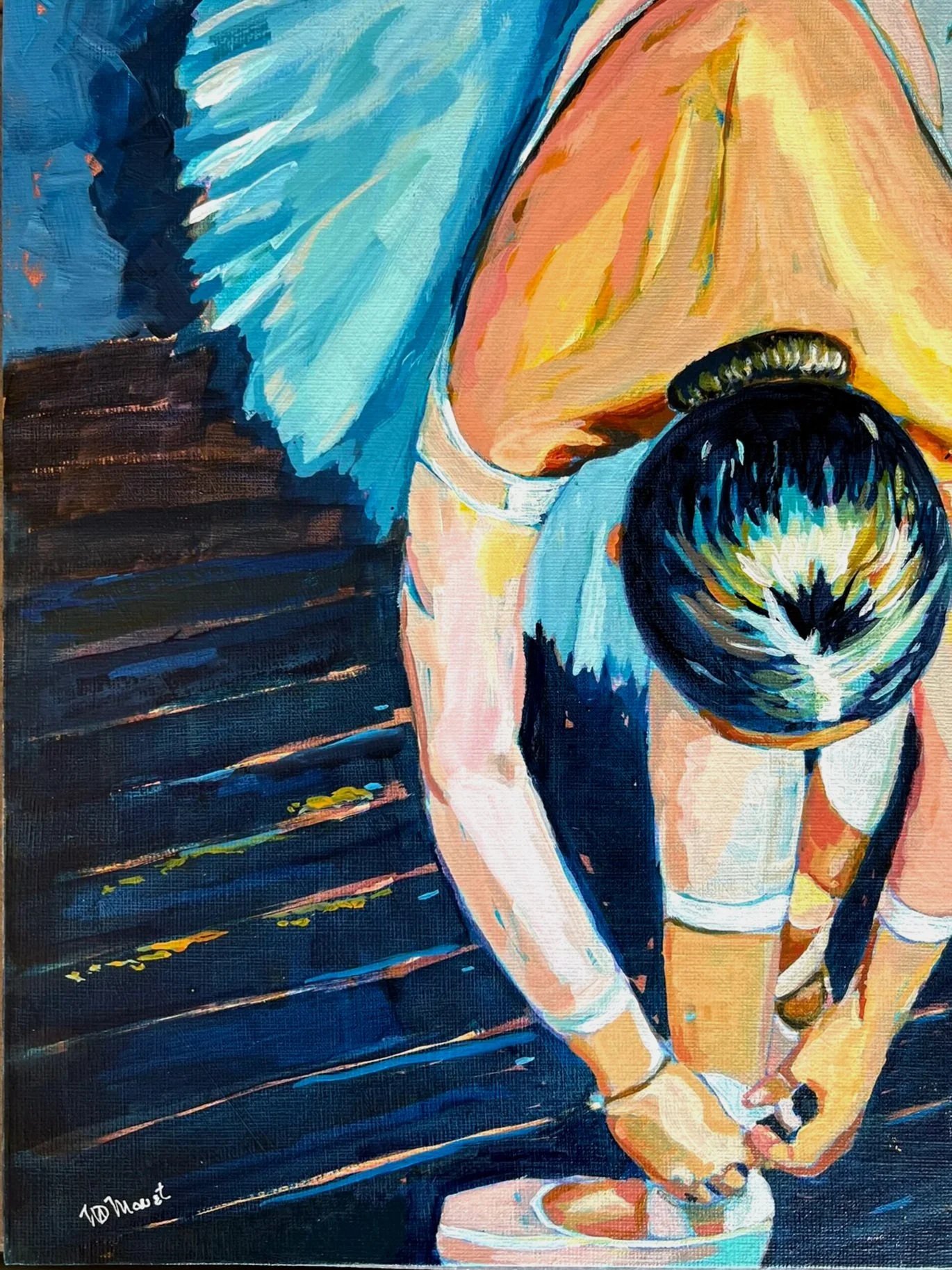 BALLERINA REACH $150
Acrylic on canvas board, framed 9 x 12
(Even a simple ballet moment is elegant and enchanting - inspired by Seattle Ballet and aspiring dancers)