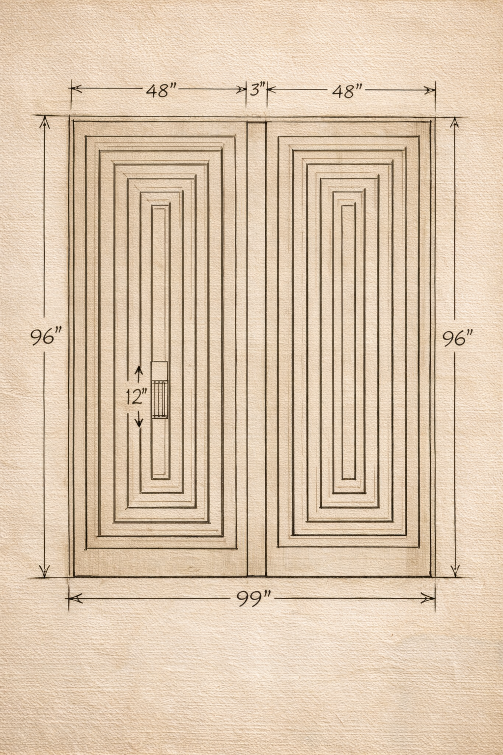 Architectural drawing of geometric wall panel