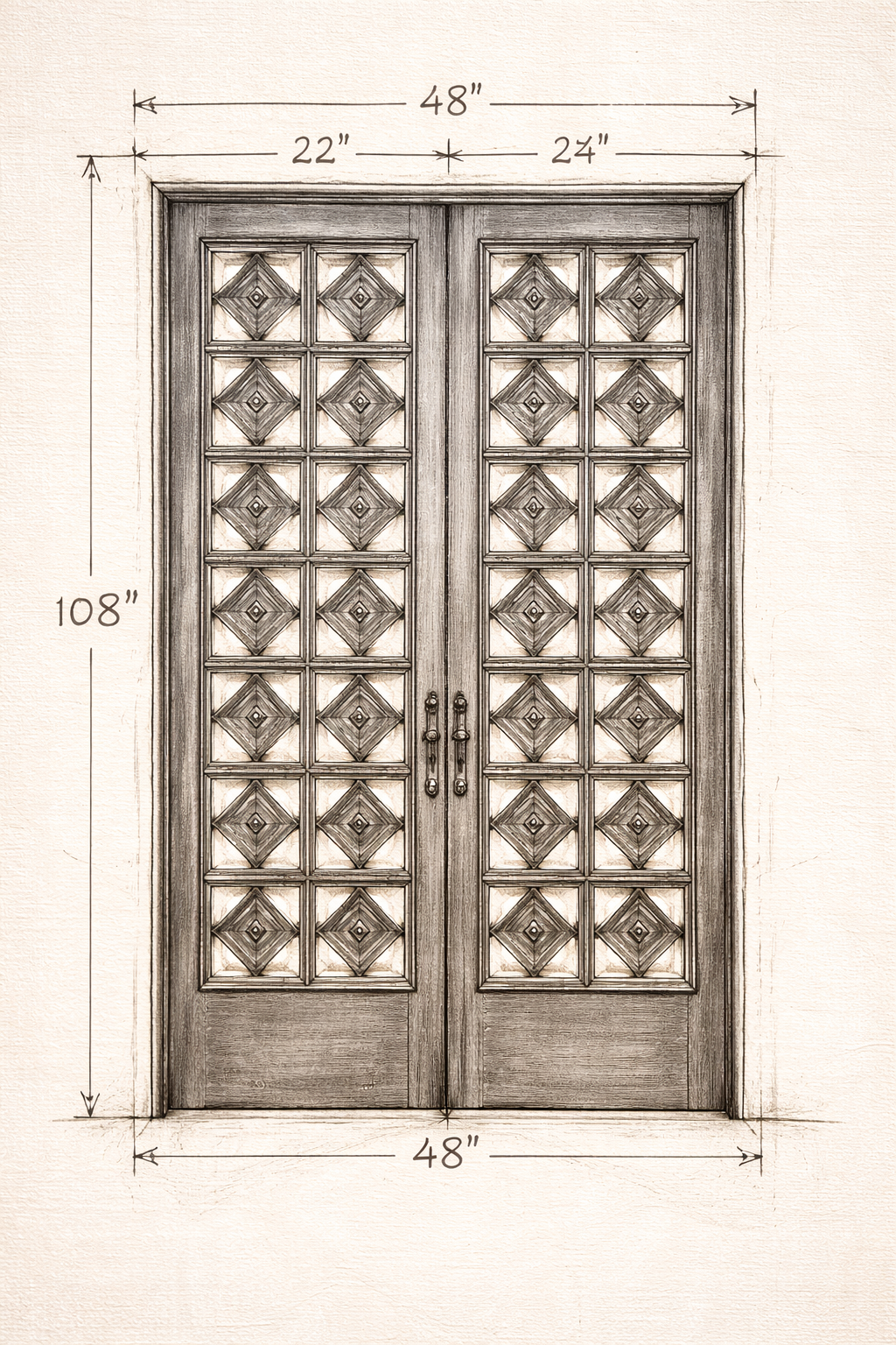 Architectural drawing of custom door