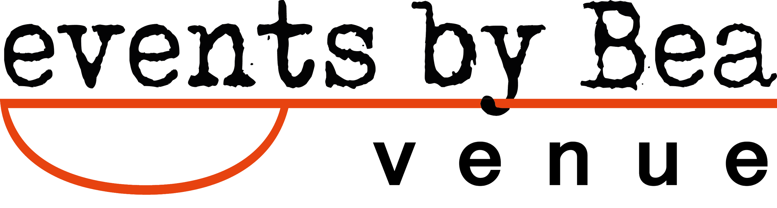The logo features the word 'everyday' in stylized handwritten font, with the second word 'venue' below it. A horizontal red line runs through the middle of the logo, with a small black dot, giving the appearance of an underline.