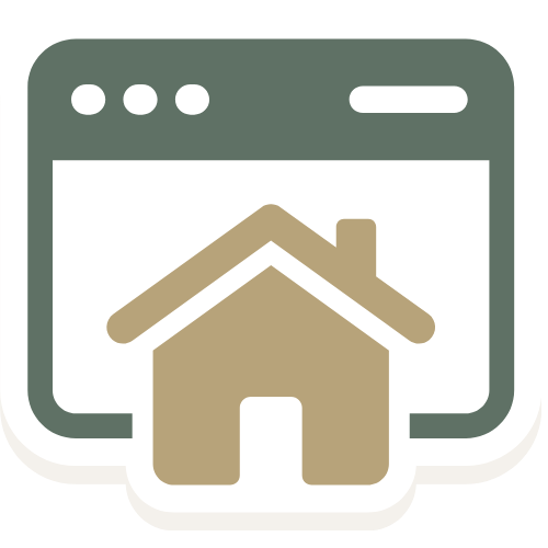 Icon of a house within a web browser window.