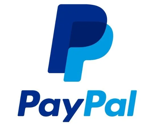 PayPal logo with a stylized 'P' and 'PayPal' text.