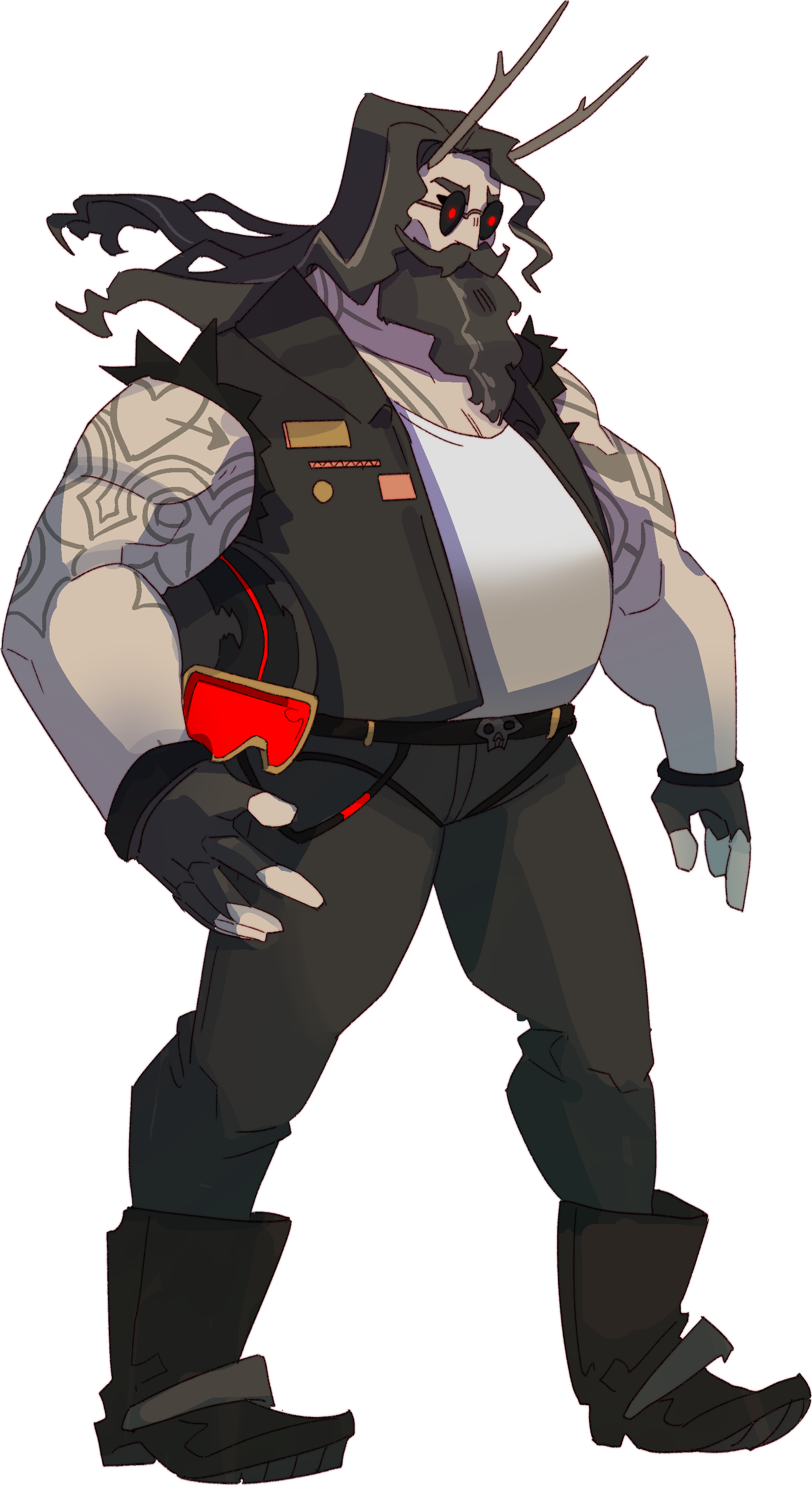 A cyber-punk fusion of Ozzy and a biker.