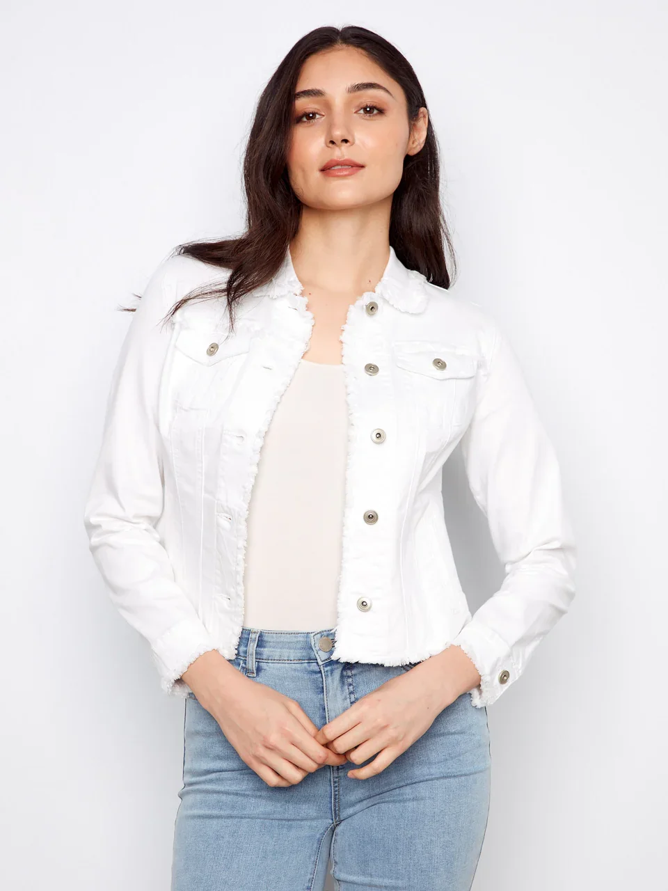 Linen Jacket With Frayed Hem