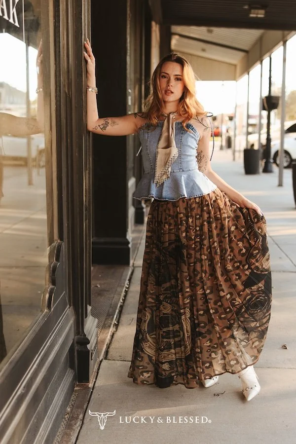 Leopard Printed Pleated Skirt