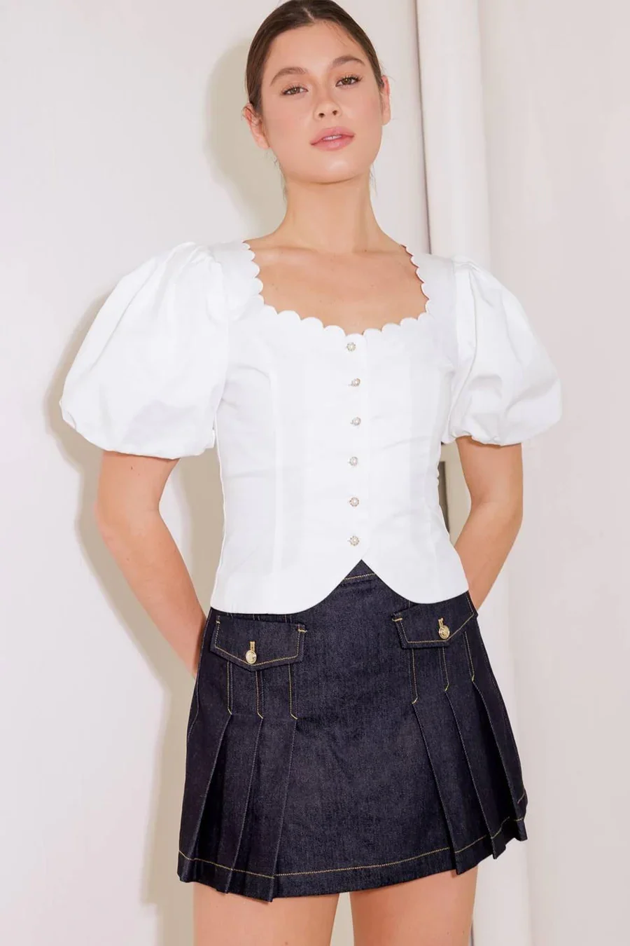 Chic White Puff Sleeve Top