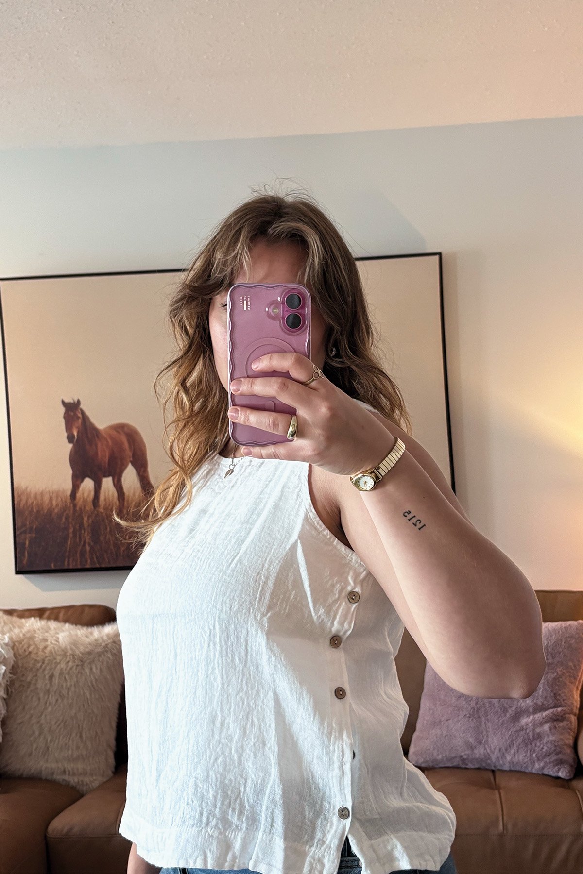 Crisp Linen Sleeveless Blouse With Side Buttons