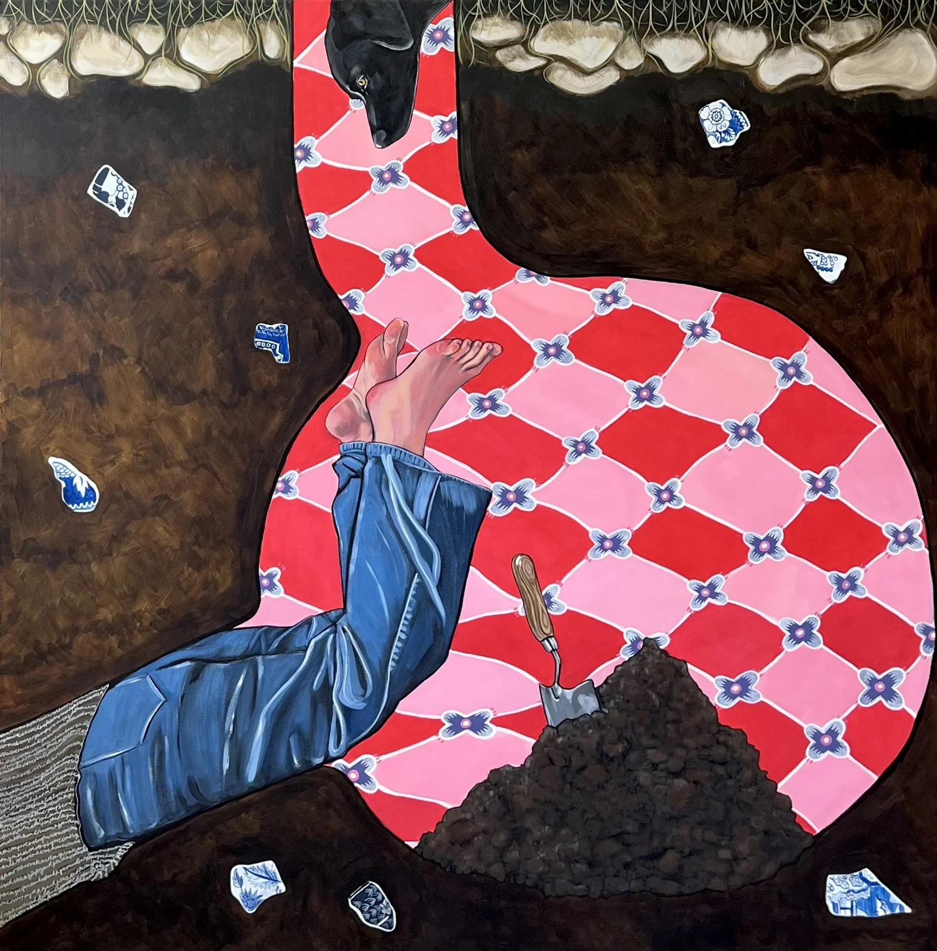 ‘Burrow’ Acrylic on canvas 100 x 100cm