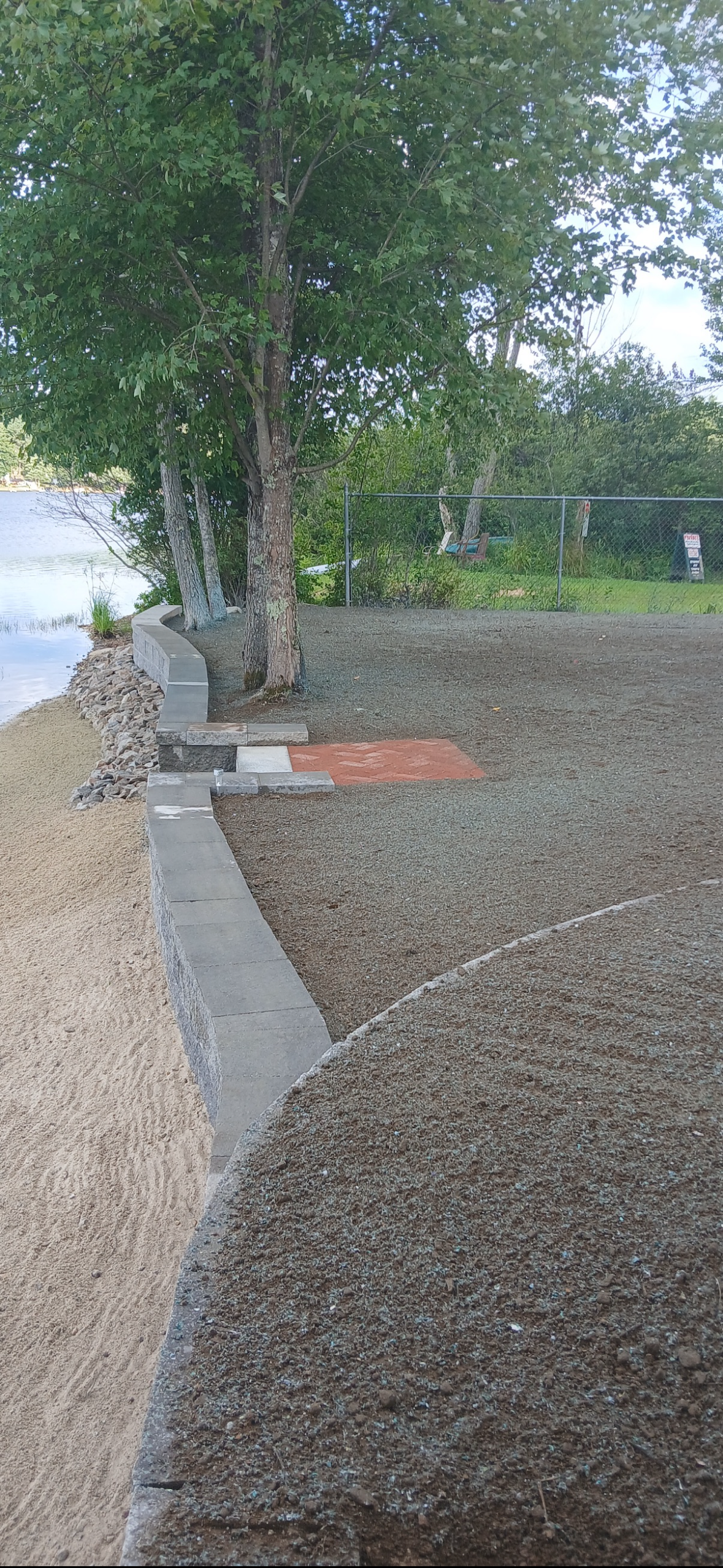 Beachfront retaining wall & hydroseed - Tilton NH 