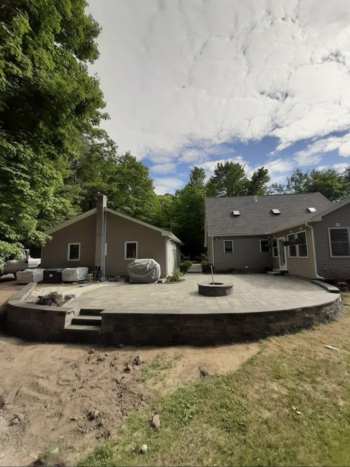 Elevated patio with fire pit - Northfield NH 