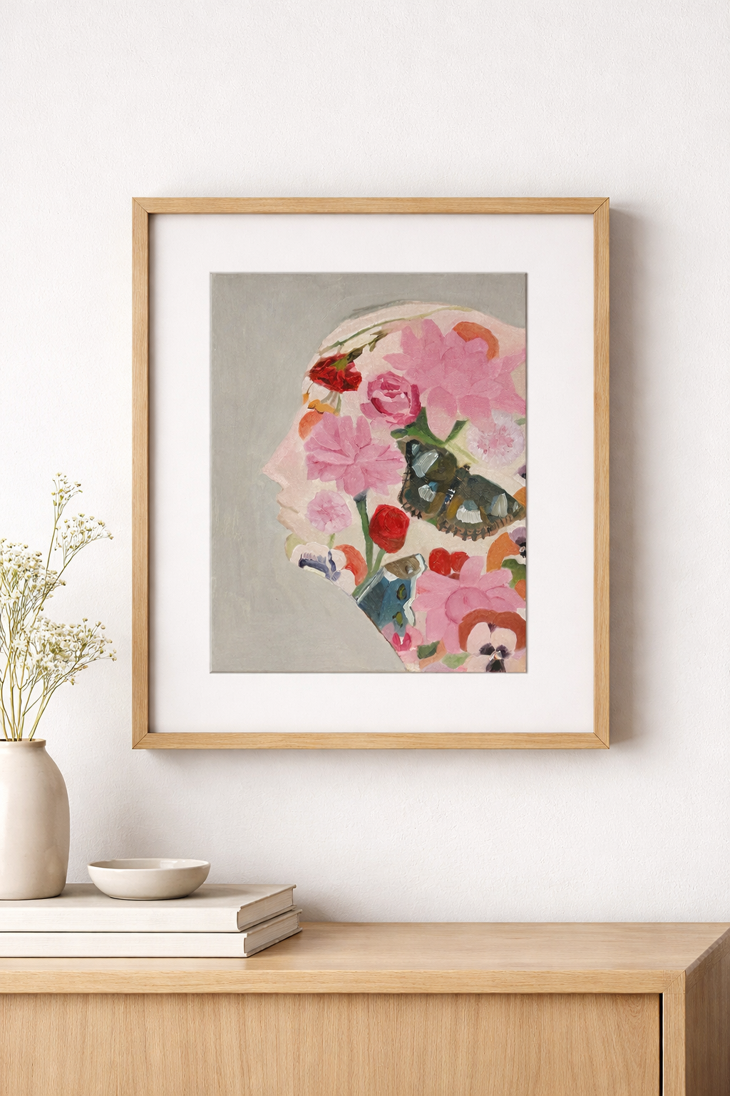 Floral profile silhouette in modern space.png