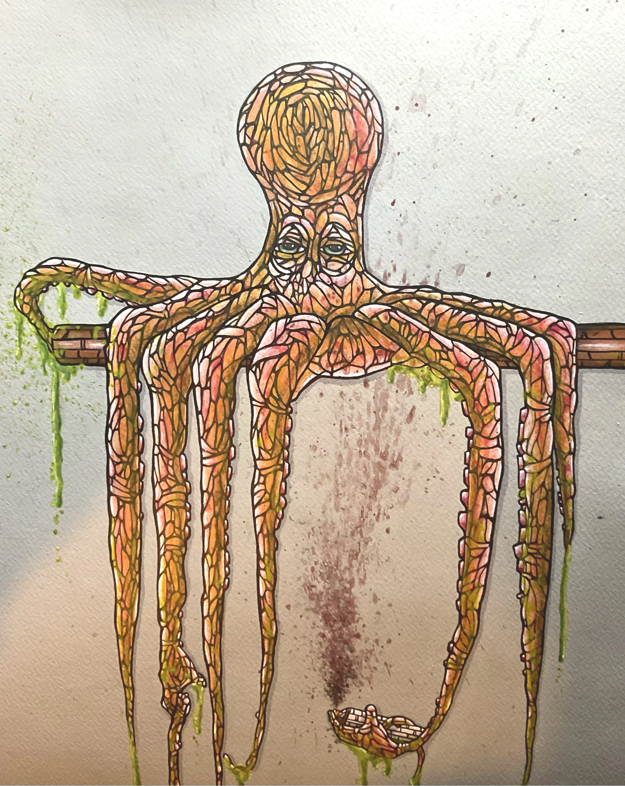 "Inked"
Acrylic on watercolor 
20" x 32"