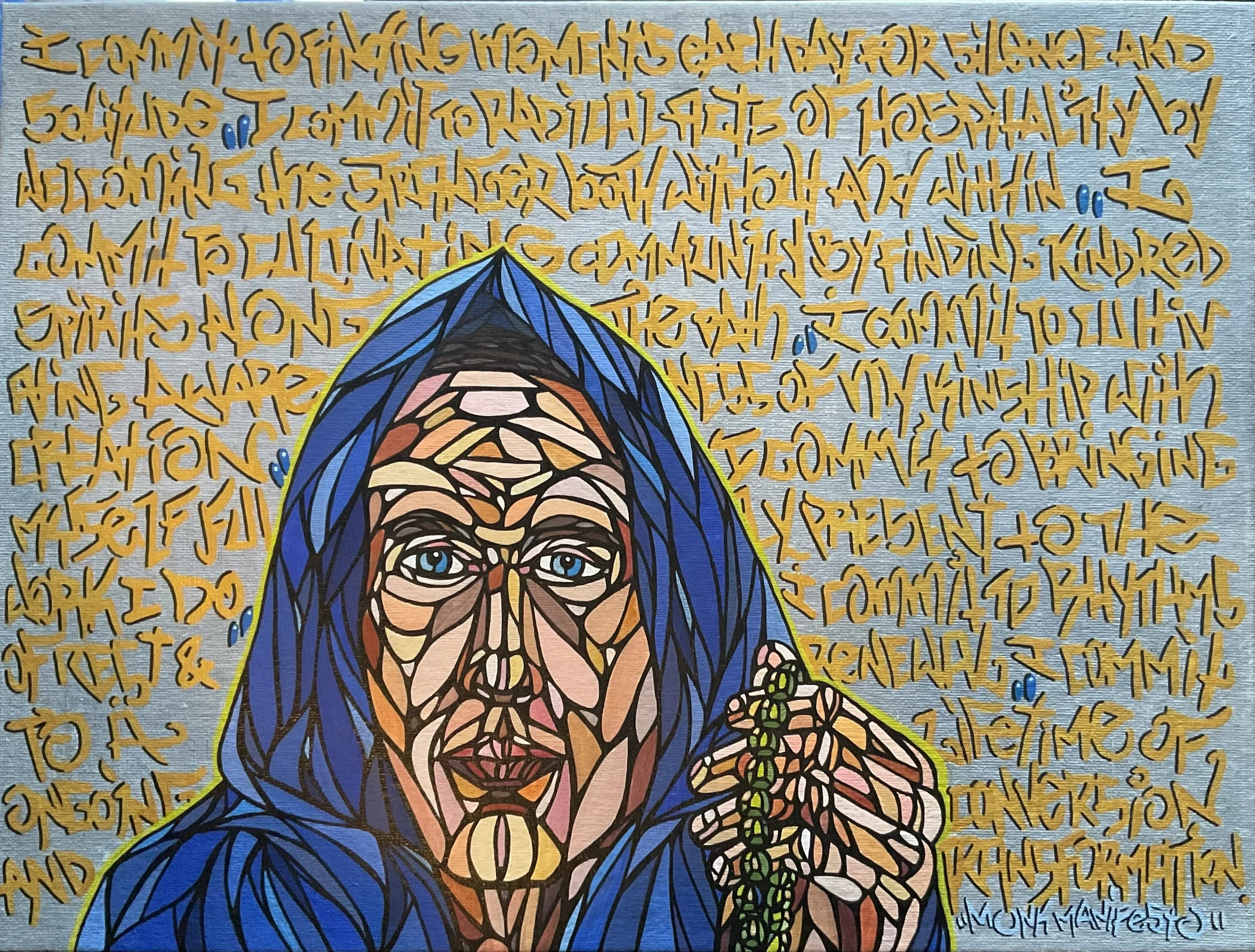 "Monk Manifesto"
26"x18"
Acrylic and ink