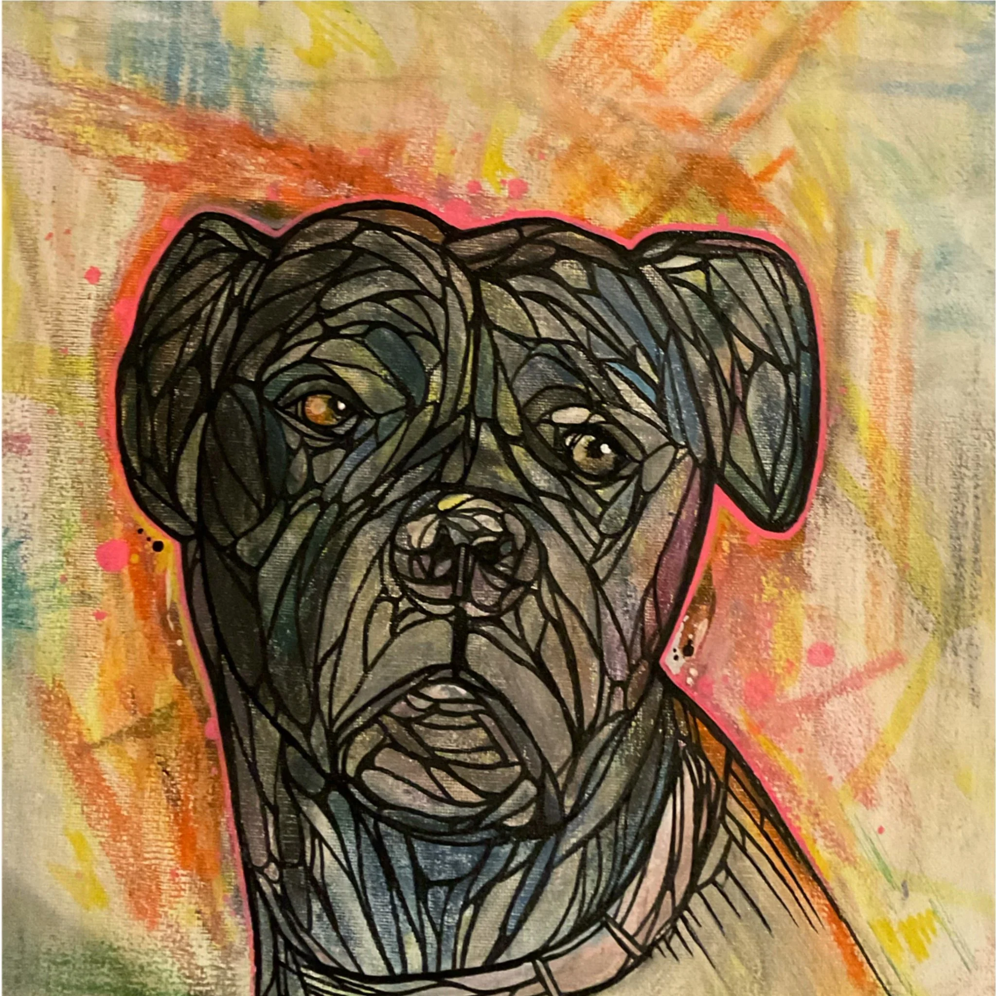 "Cato"
16"x20"
Acrylic and oil pastel