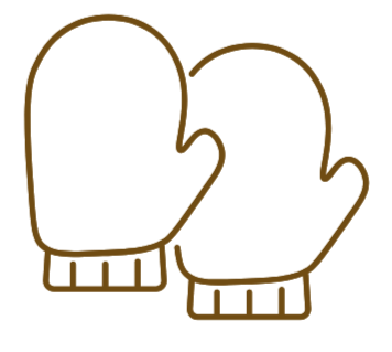 Icône de moufles (mitaines) illustrant le séchage des vêtements d'extérieur