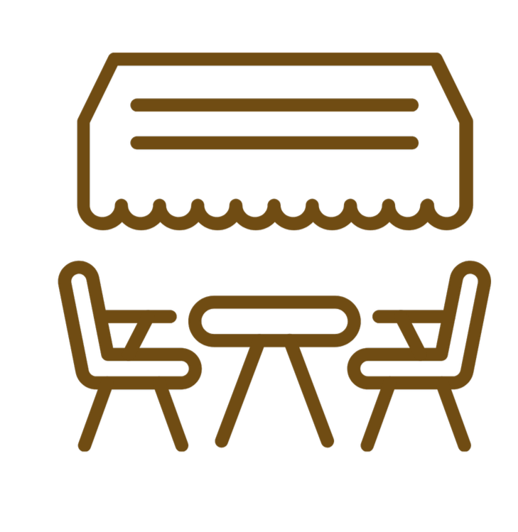 Icône de mobilier extérieur sous terrasse couverte