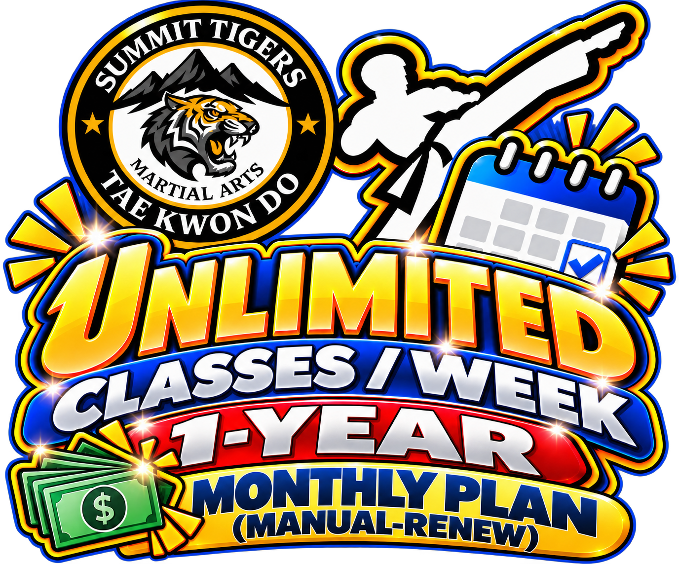 1-Year Taekwondo Membership — Unlimited Classes | Monthly Payments | Auto-Renew