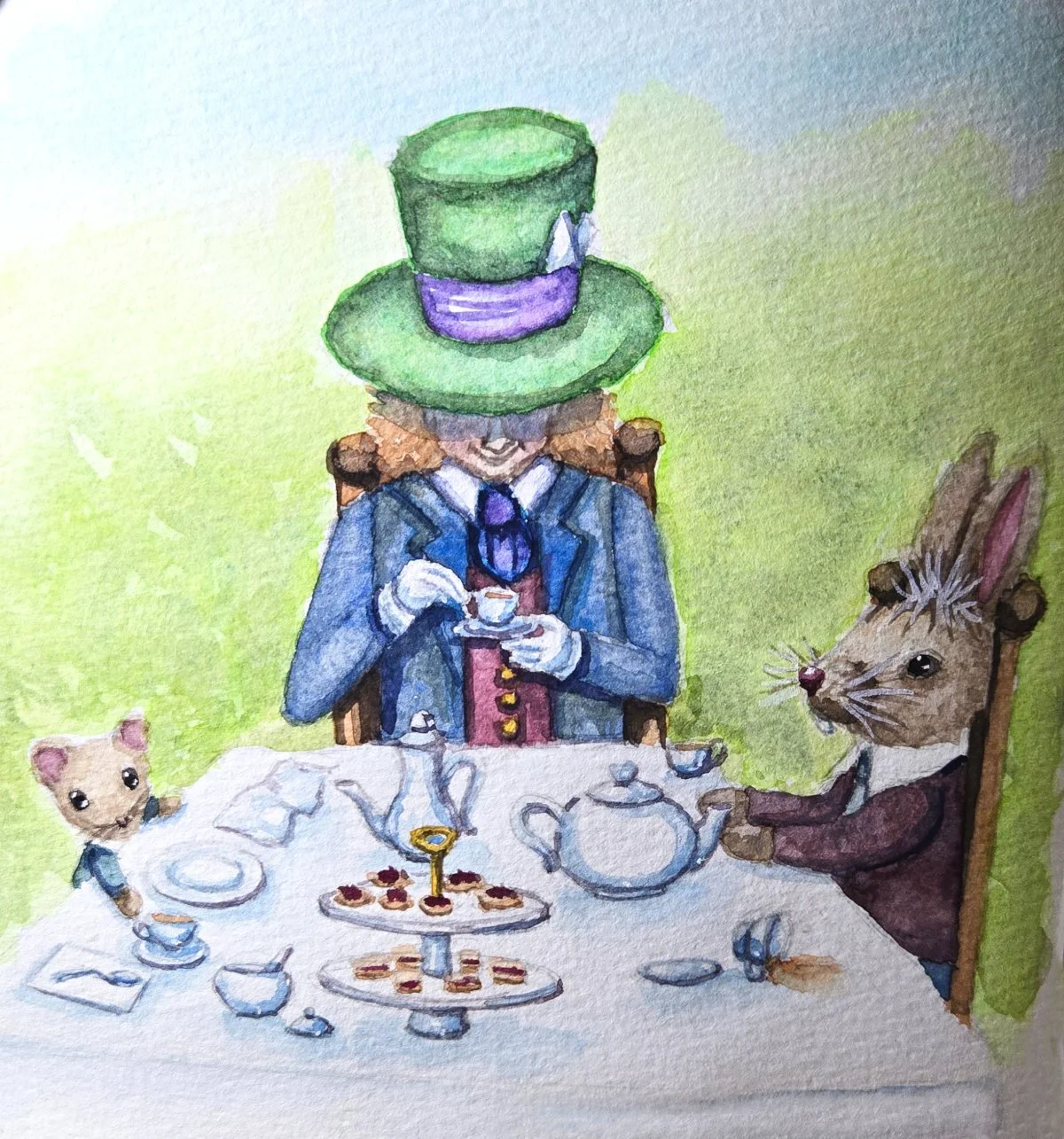Alice Series: Mad Hatter's Tea Party - watercolor