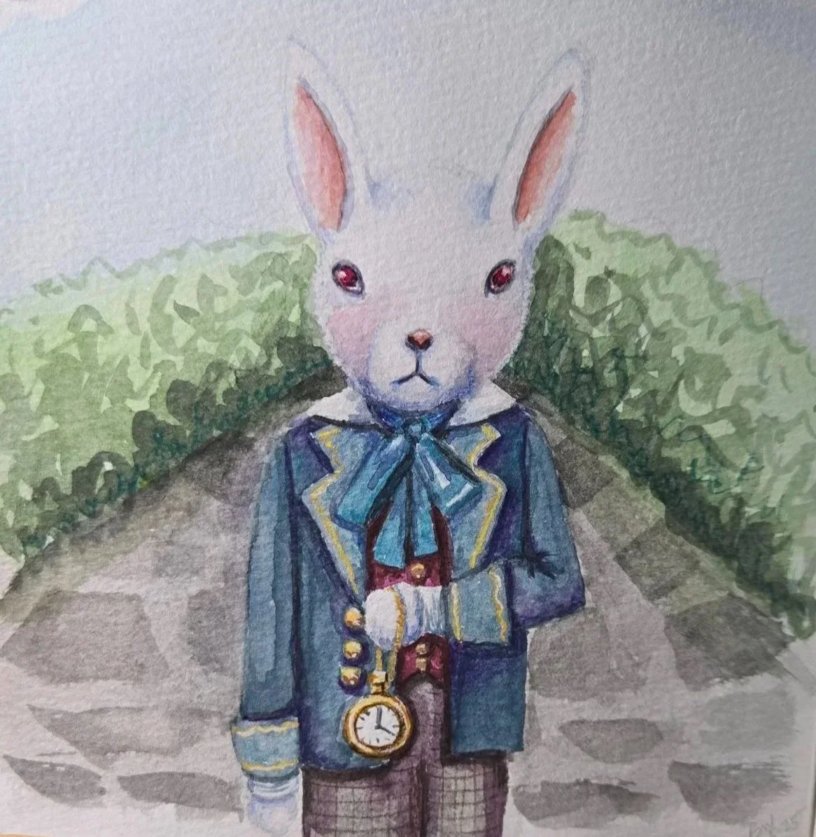 Alice Series: White Rabbit - watercolor