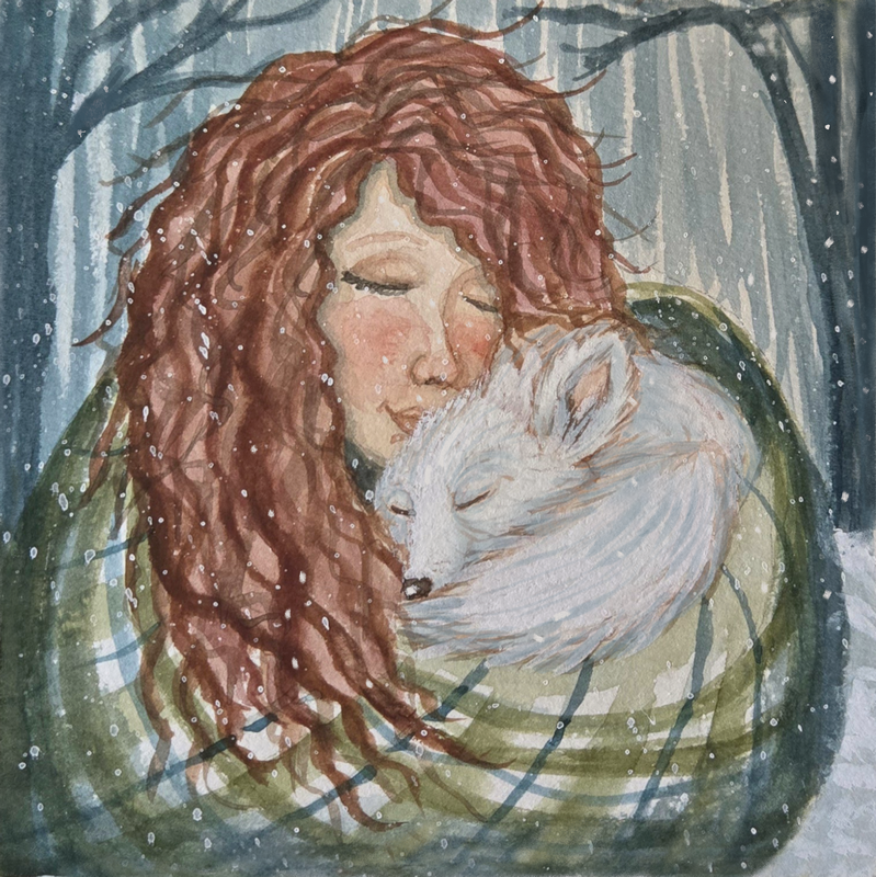 Winter Snuggles - gouache