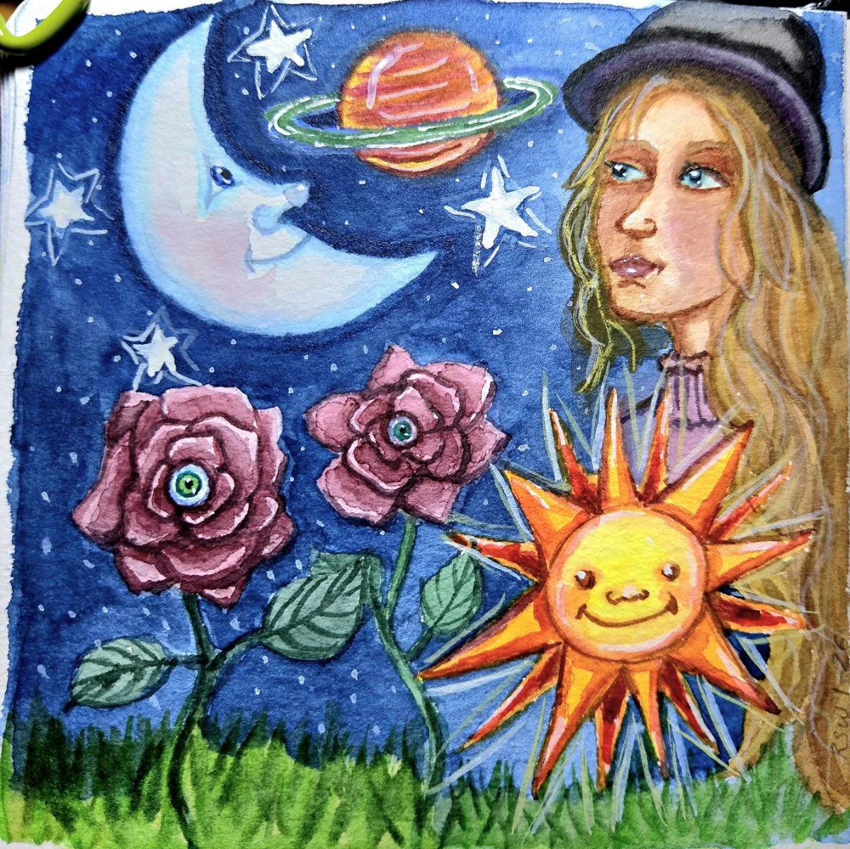 Dreamscape Series: Night Garden - watercolor