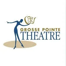 Logo of Grosse Pointe Theatre with a silhouette of a person holding a mask and a flag, with the theatre name below.
