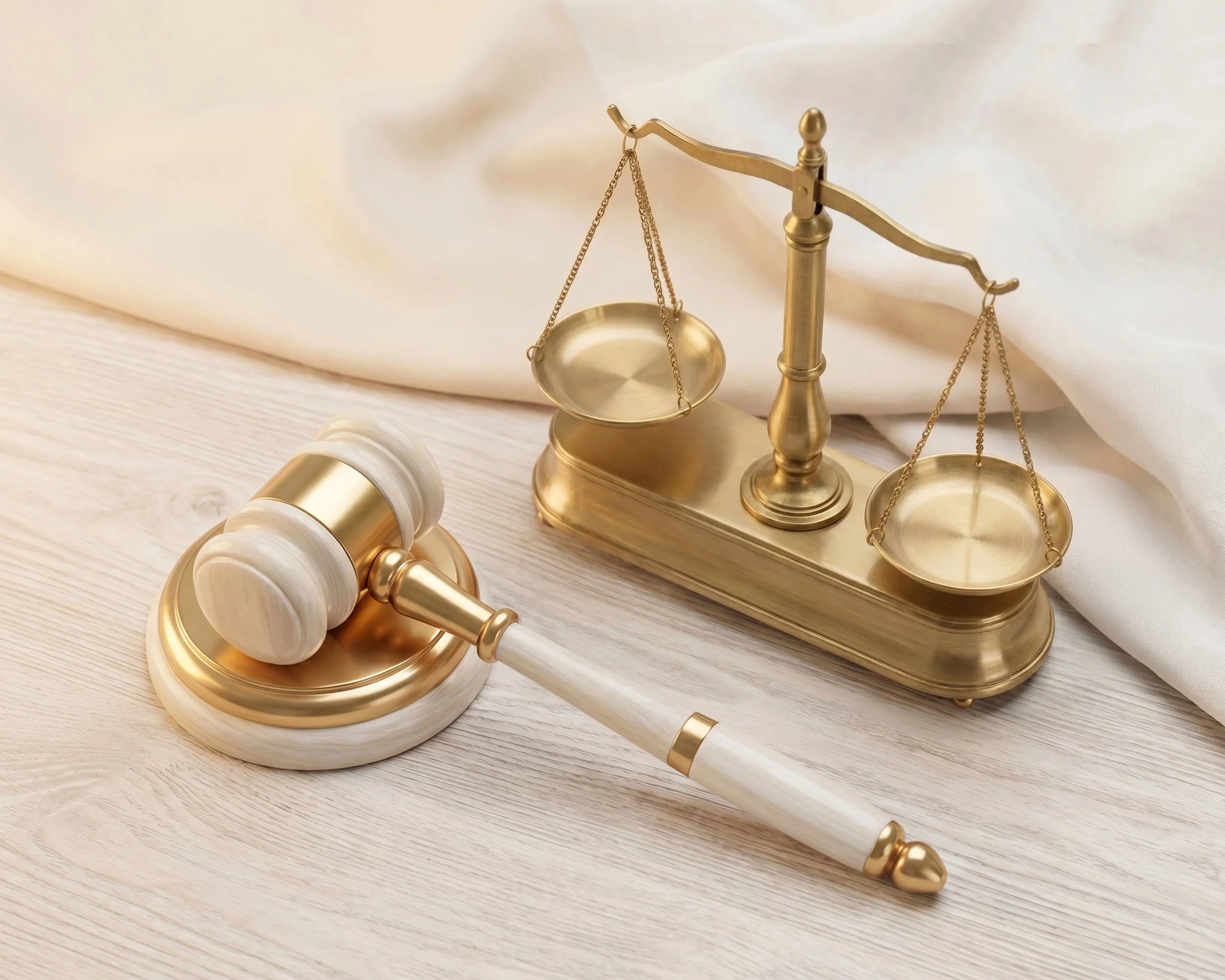 Judge's gavel and balance scale representing the legal industry.