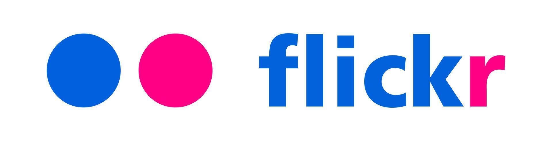Flickr logo with two colored circles, one blue and one pink, followed by the word 'flickr' in blue and pink letters.