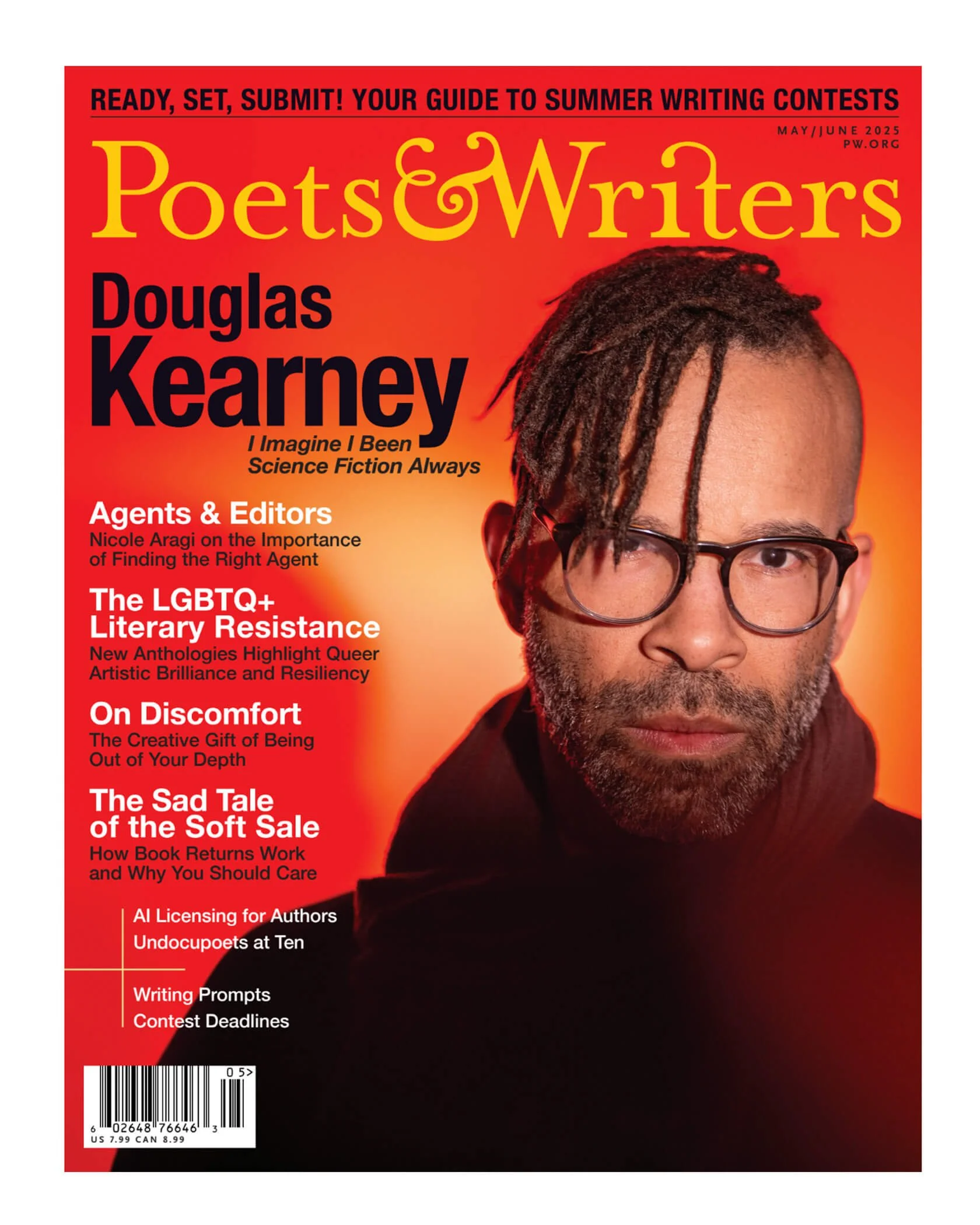 (Poets & Writers magazine cover - Douglas Kearney) Douglas Kearney Poets & Writers Magazine May June 2025 - editorial portrait photographer Minneapolis - Krizia Studios
