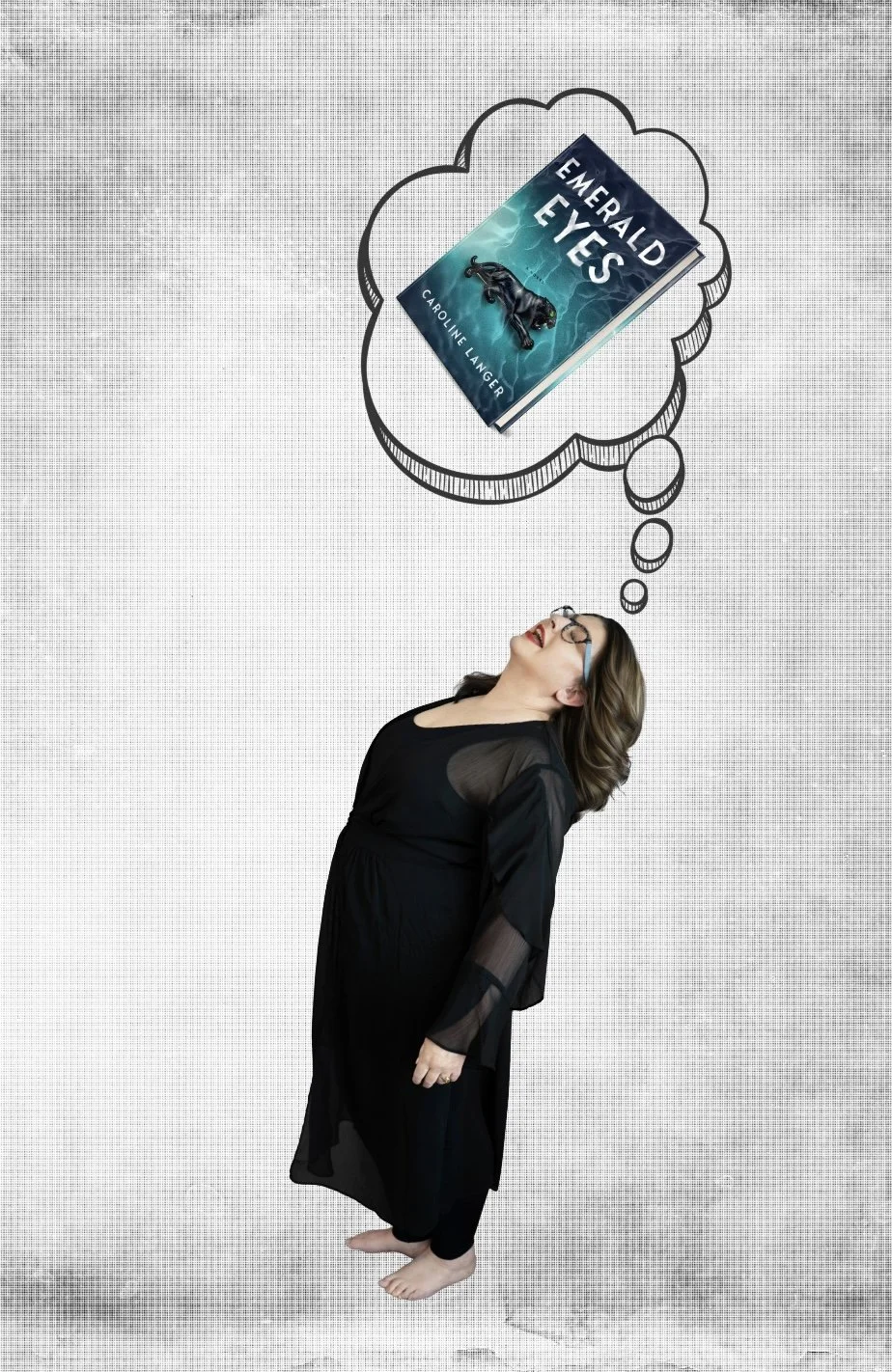Photo of author Caroline Langer dreaming about her novel, Emerald Eyes.