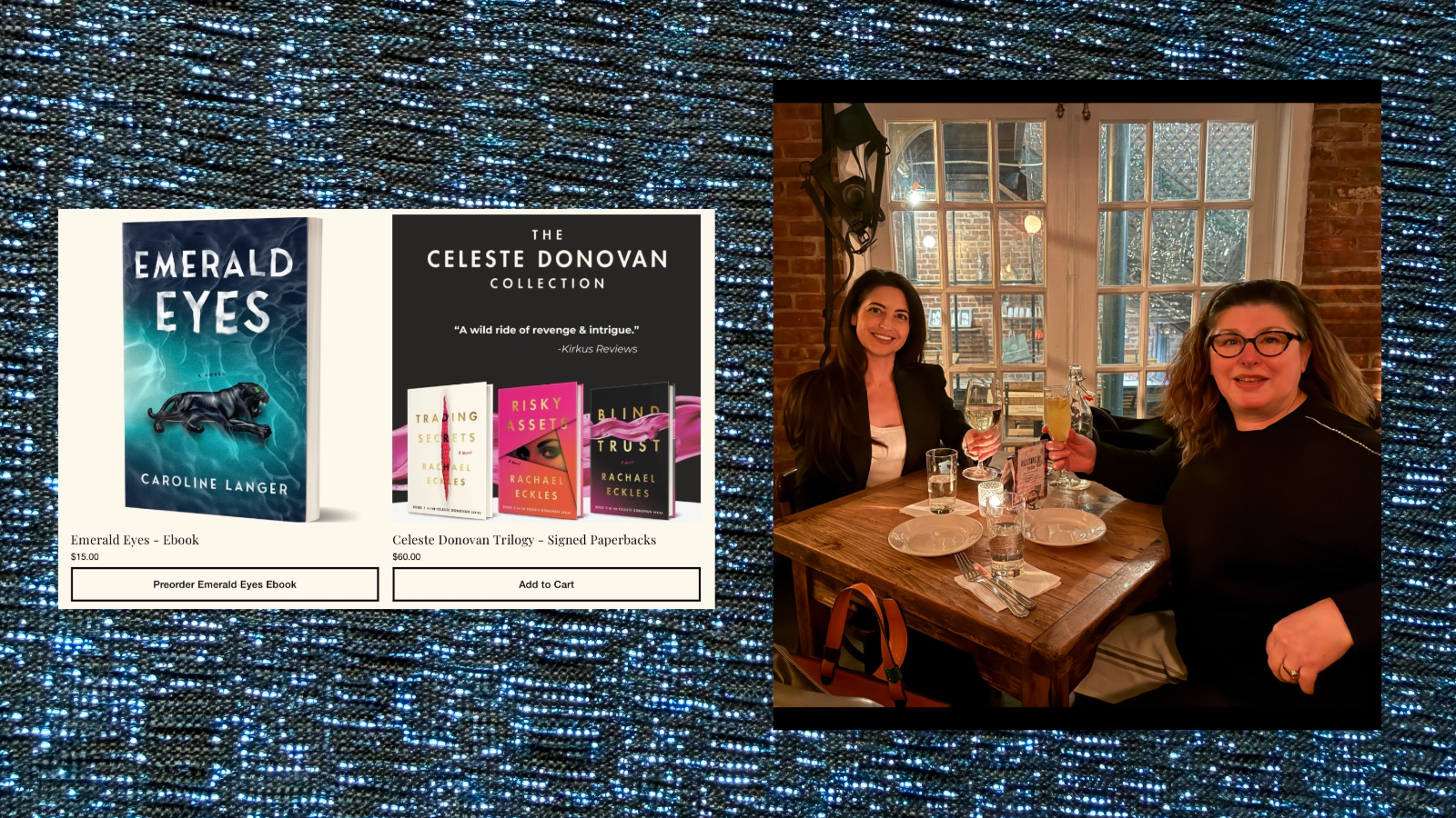 Emerald Eyes, the Celeste Donovan Series, Rachael Eckles, and Caroline Langer