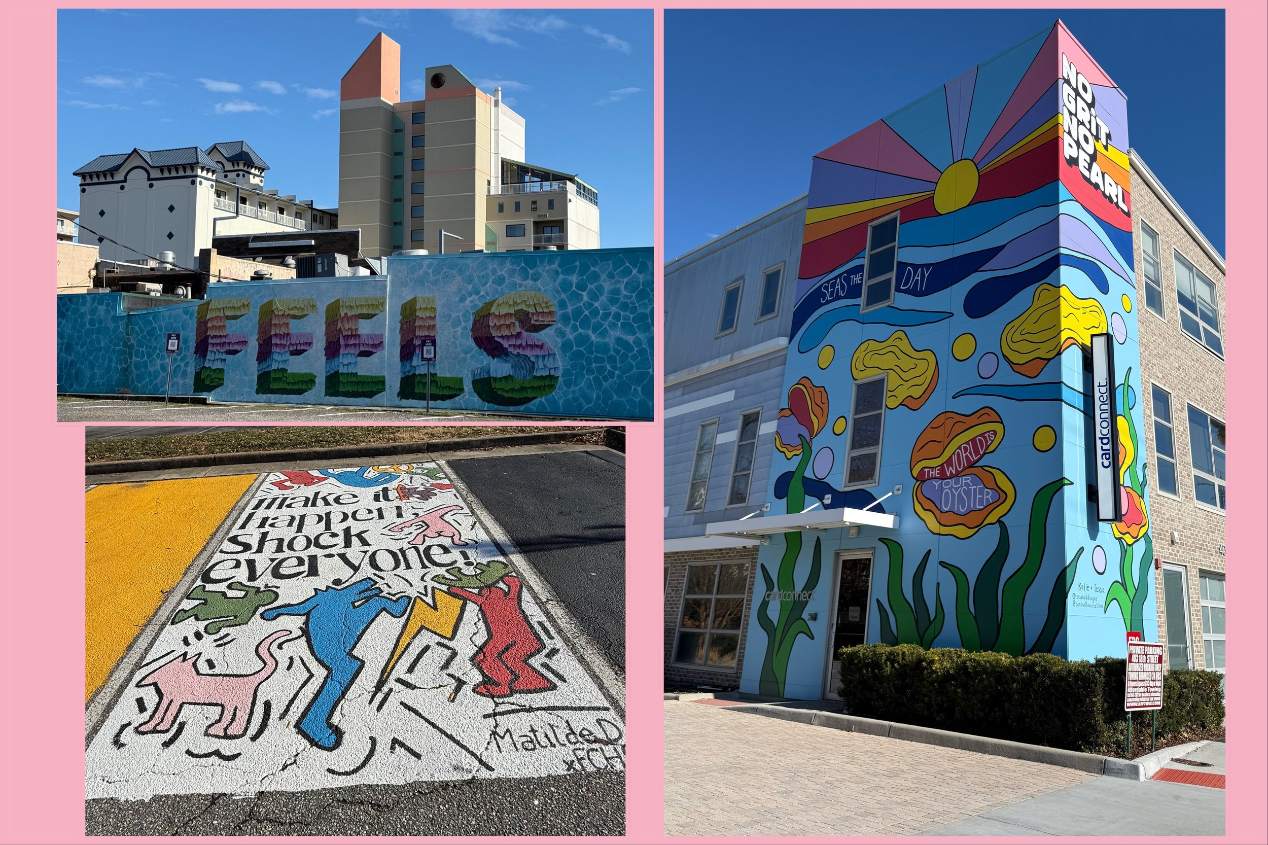 Photos from Virginia Beach showing happy life, undersea, Keith Haring like people and Feels - Caroline Langer, Author of Emerald Eyes
