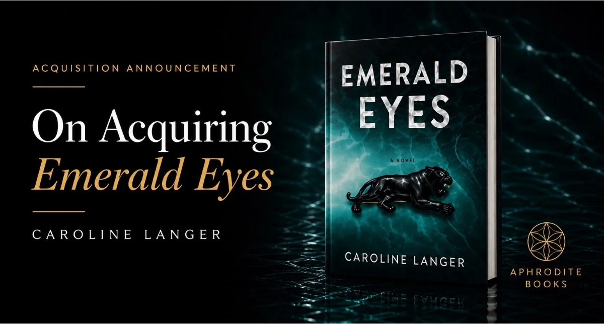 Cover of Emerald Eyes by Caroline Langer for Aphrodite Books for acquisition announcement.