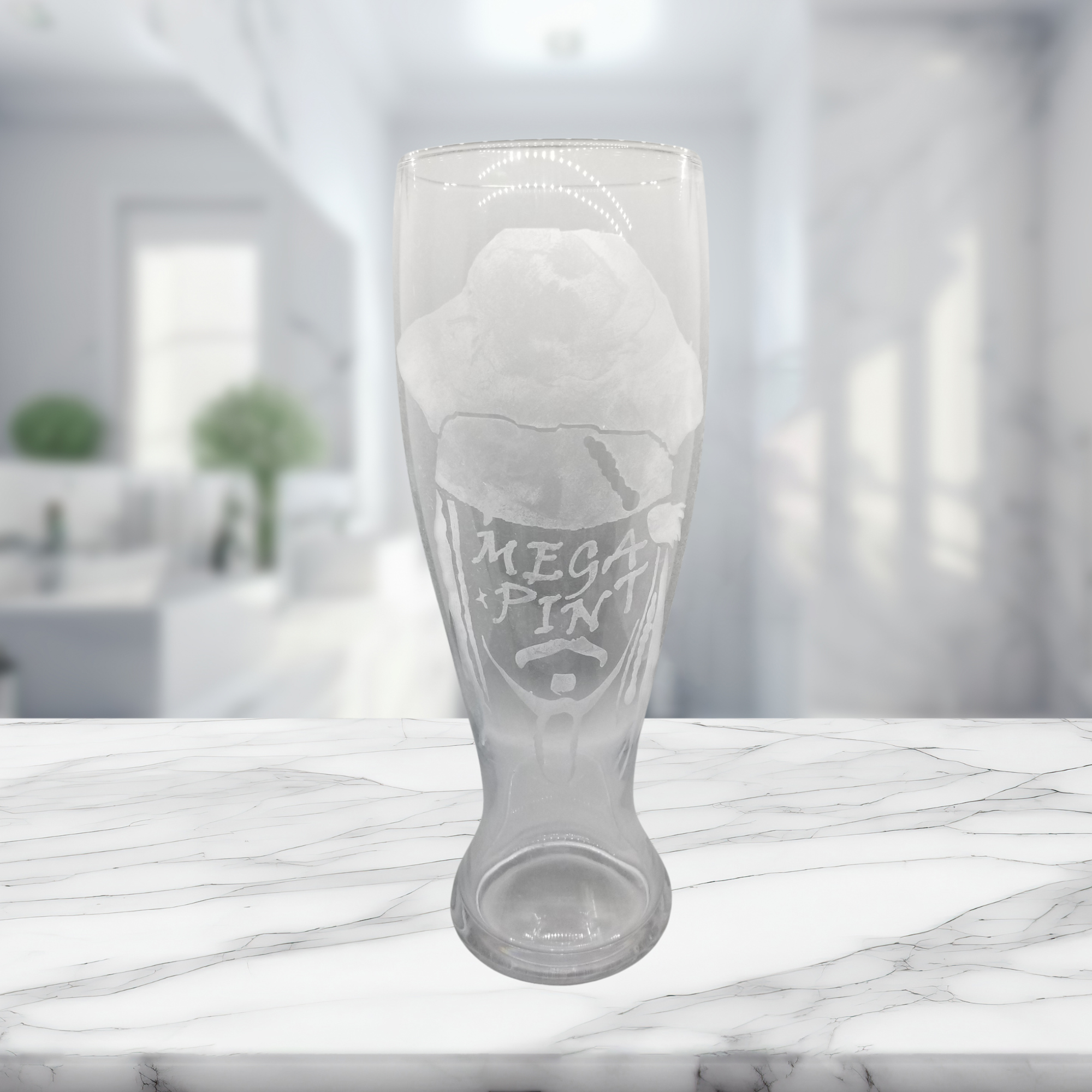 "The Mega Pint" 53oz Colossal Etched Beer Glass