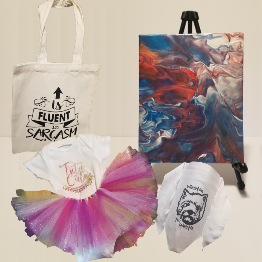 CANVAS:    
Bandanas * Totes * Wearables * Paintings * Etc.