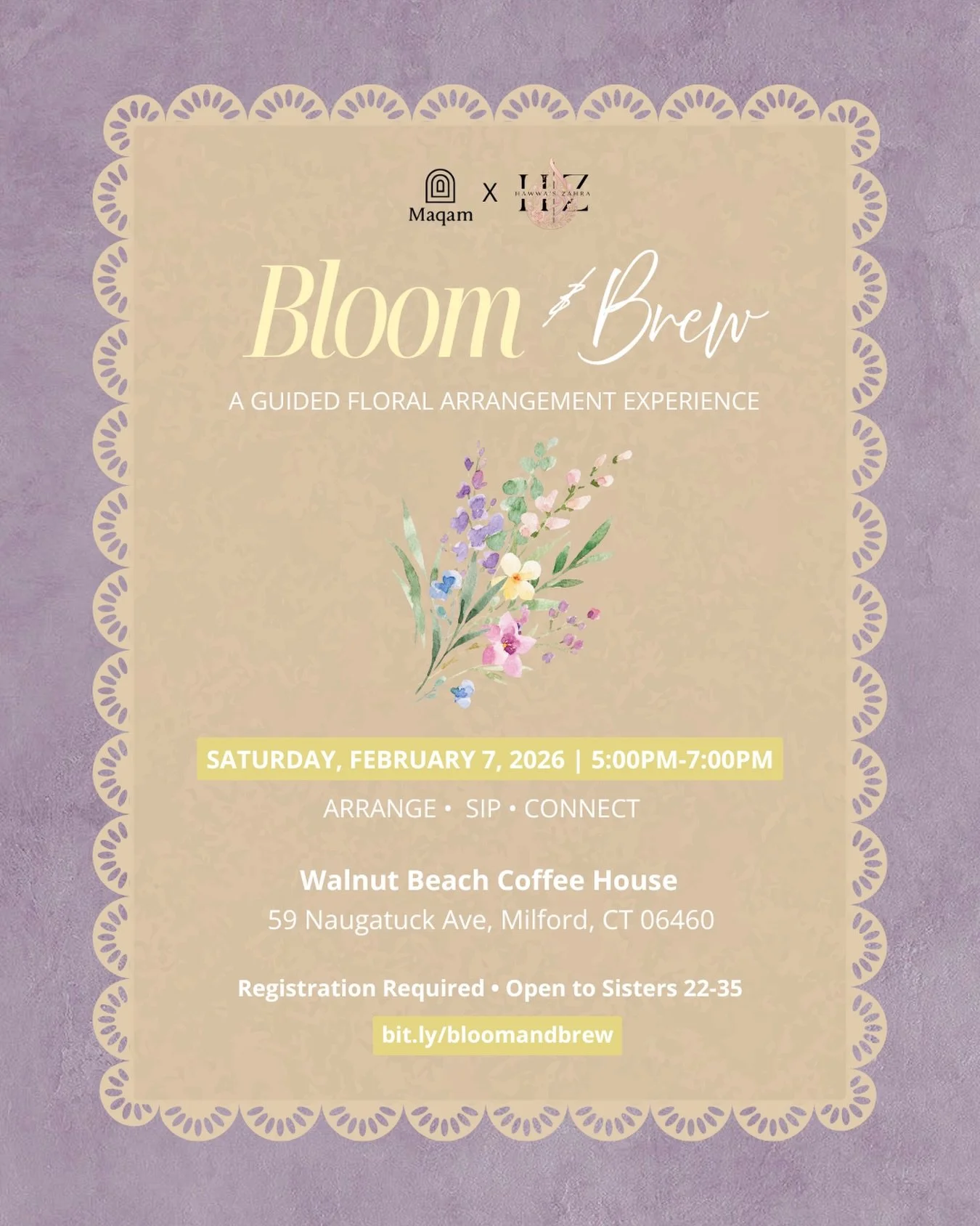 [SOLD OUT] We are so excited to announce our newest sisters-only event in collaboration with @hawwas_zahra
&thinsp;
Come enjoy an evening of florals, fun, and sisterhood, while taking home a beautiful custom arrangement made by you! Whether you&rsquo
