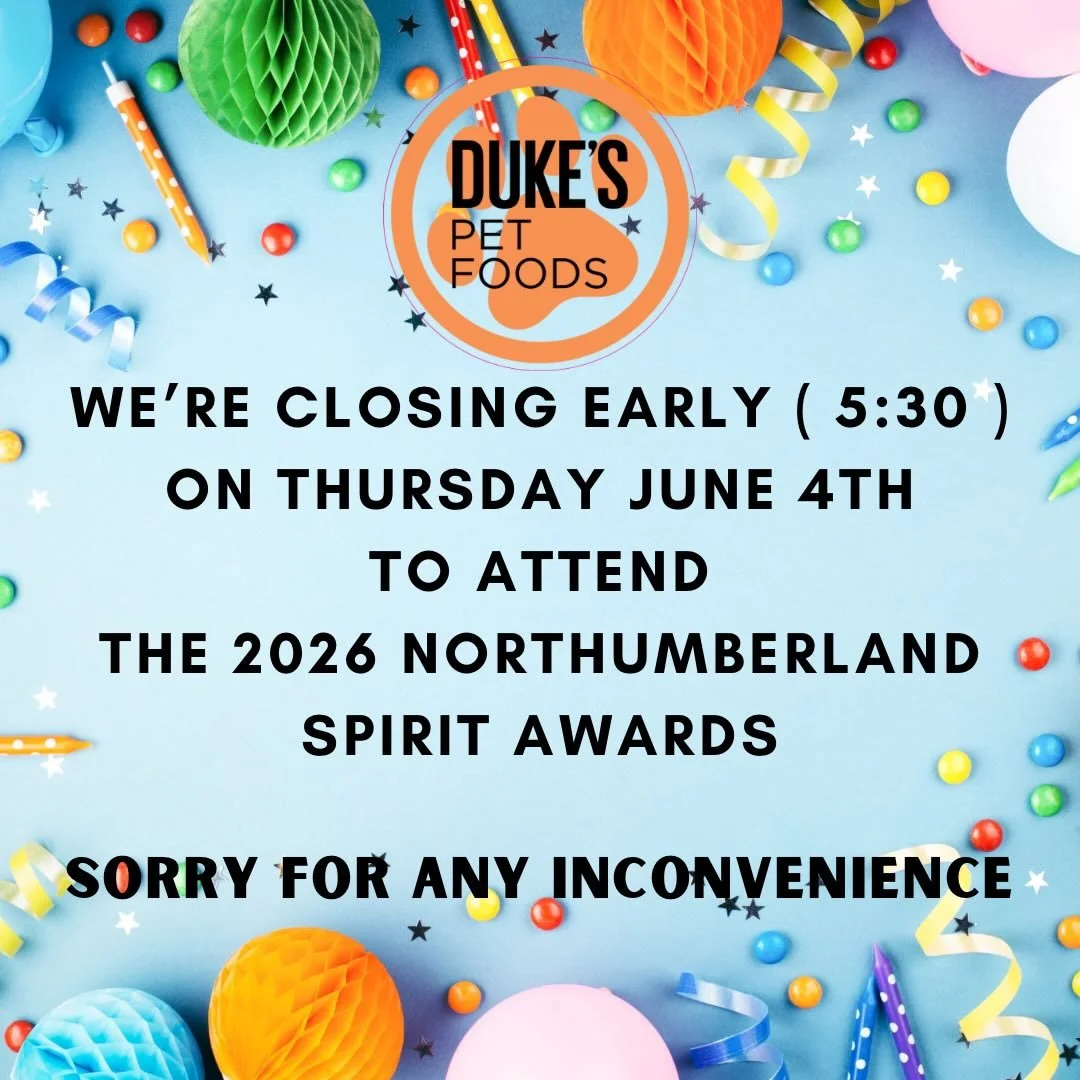 We are closing at 5:30 on Thursday June 4th to join other nominees from across the county at the 2026 Northumberland Spirit Awards. 
We were so thrilled to be nominated!Thank youuuu🎉🧡
🤞🐾🤞🐾🤞
@porthopehbia 
@porthopechamber 
#bestpetfoodstorenor