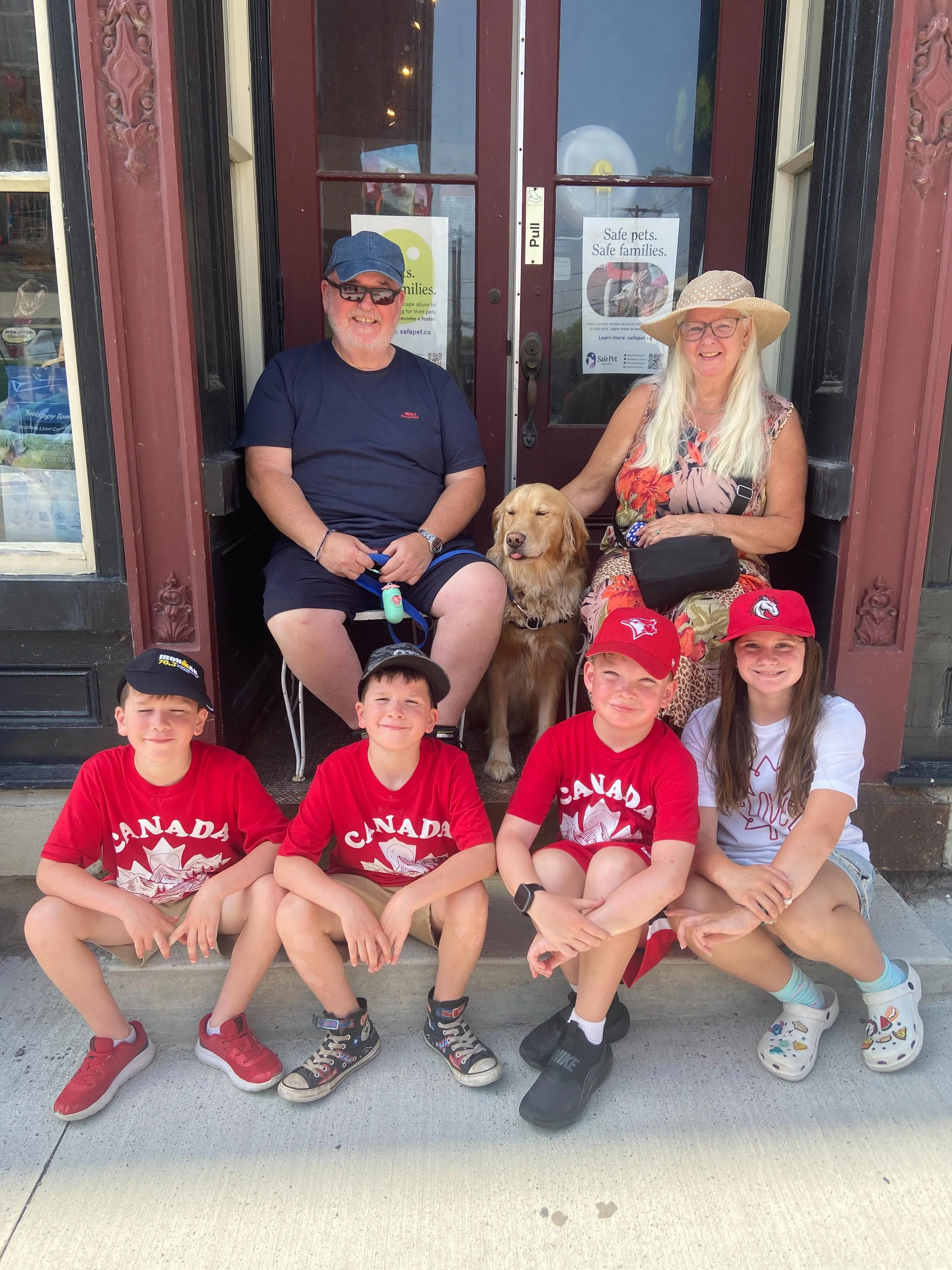 Clyde the Golden sniffed out our sweet parade seating and claimed it for his family🧡 
Good job buddy😉🐾👅

@porthopehbia 
@porthopechamber 
@exploreporthope