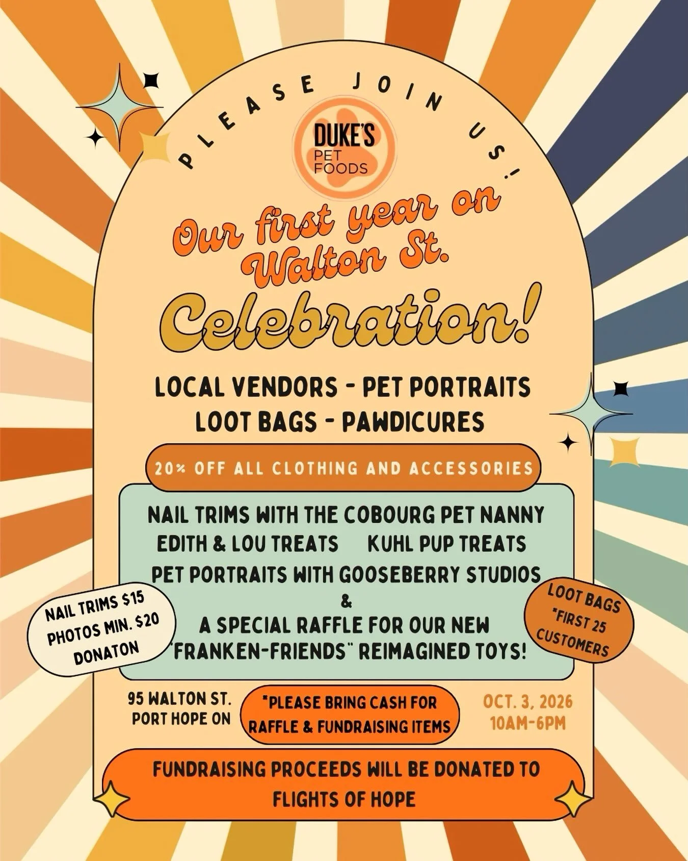 Woohoo🎉
3 more sleeps til we pawty🐾🧡
We can&rsquo;t wait to see all of you this Saturday, October 3rd as we celebrate our awesome first year on Walton St. in Port Hope!
For those of you needing to book your photo time slot, here&rsquo;s the link:

