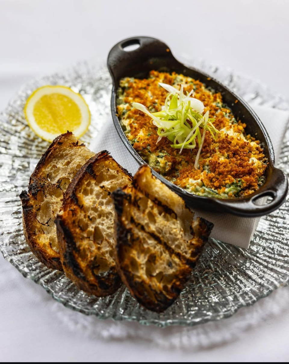 Spinach Artichoke Dip with Jumbo Lump Crab.